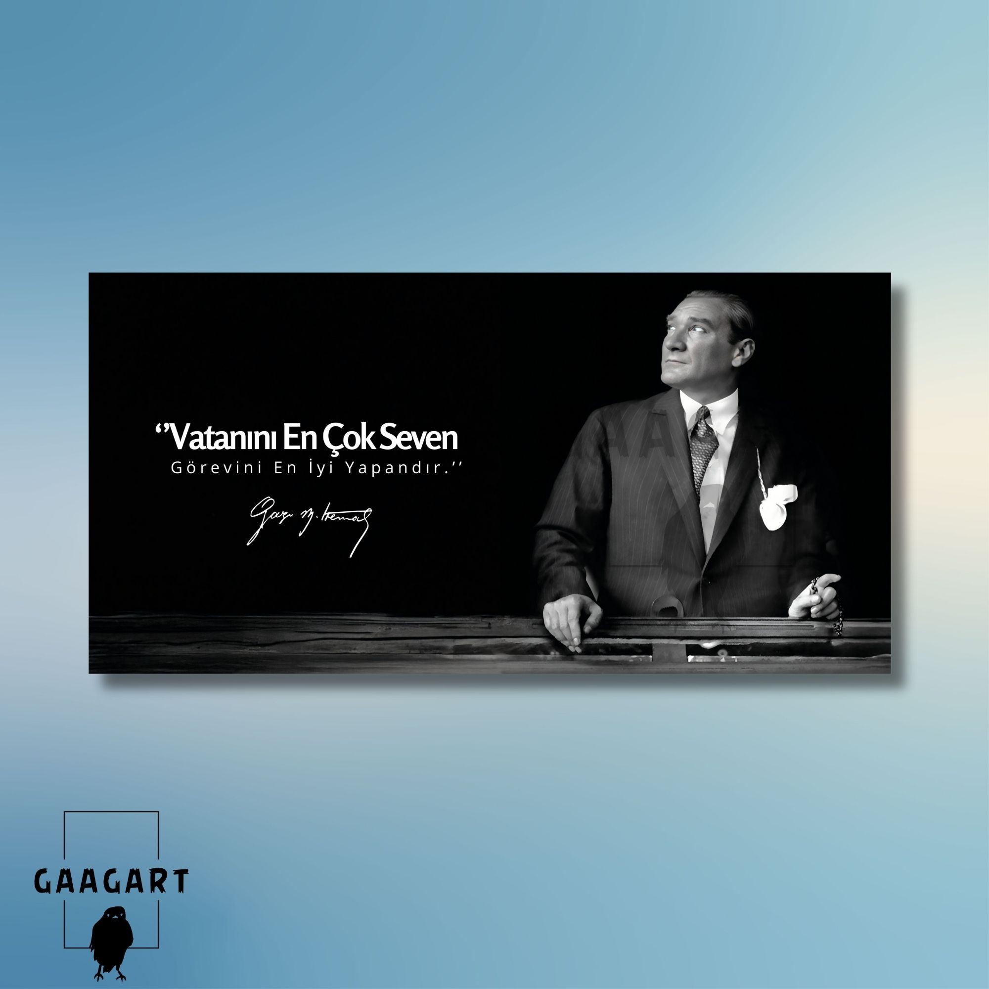 Panoramik Kanvas Makam Panosu Atatürk ‘’Vatanını En Çok Seven Görevini En İyi Yapandır.’’