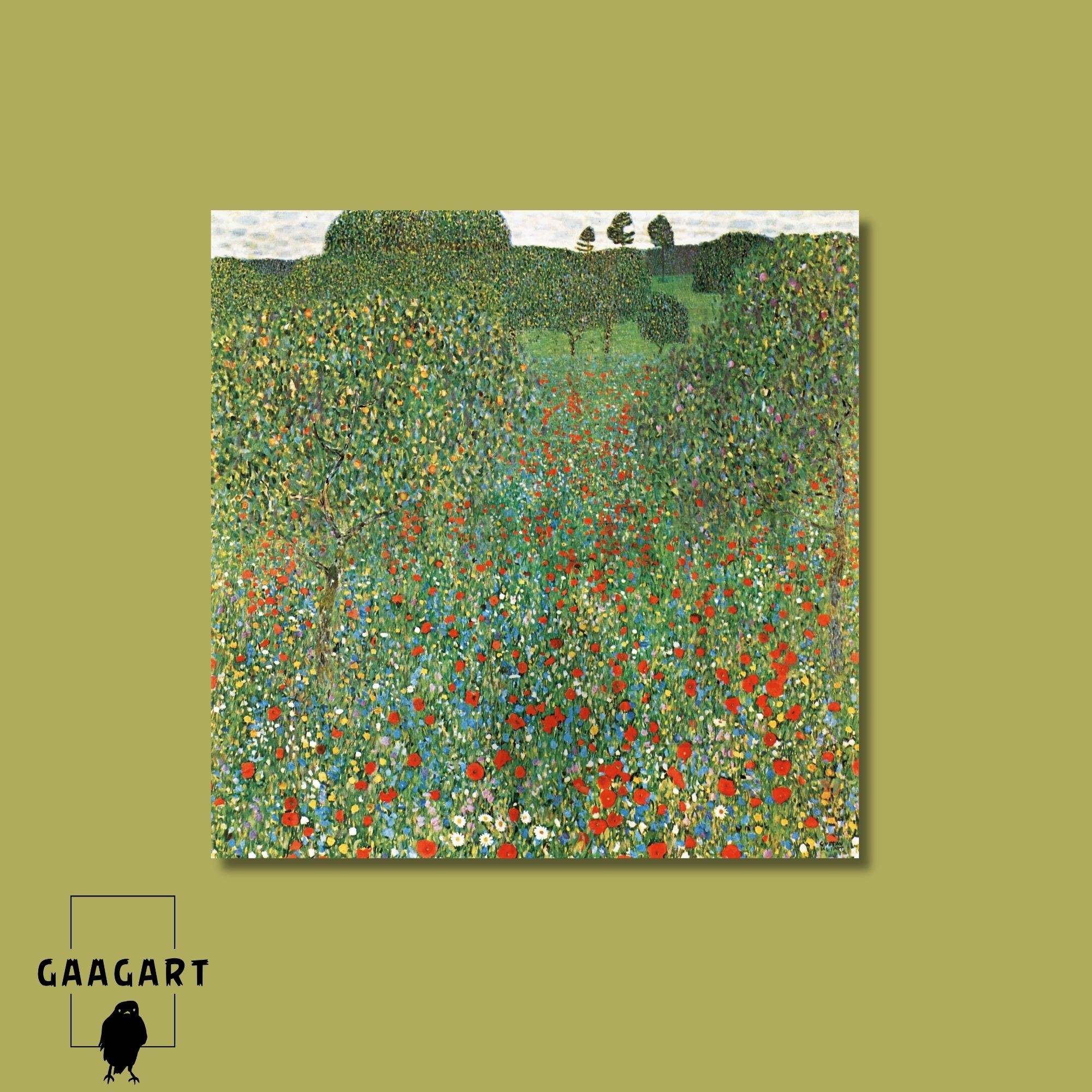 Kare Kanvas Tablo Ünlü Eserler Gustav Klimt Poppy Field 1907