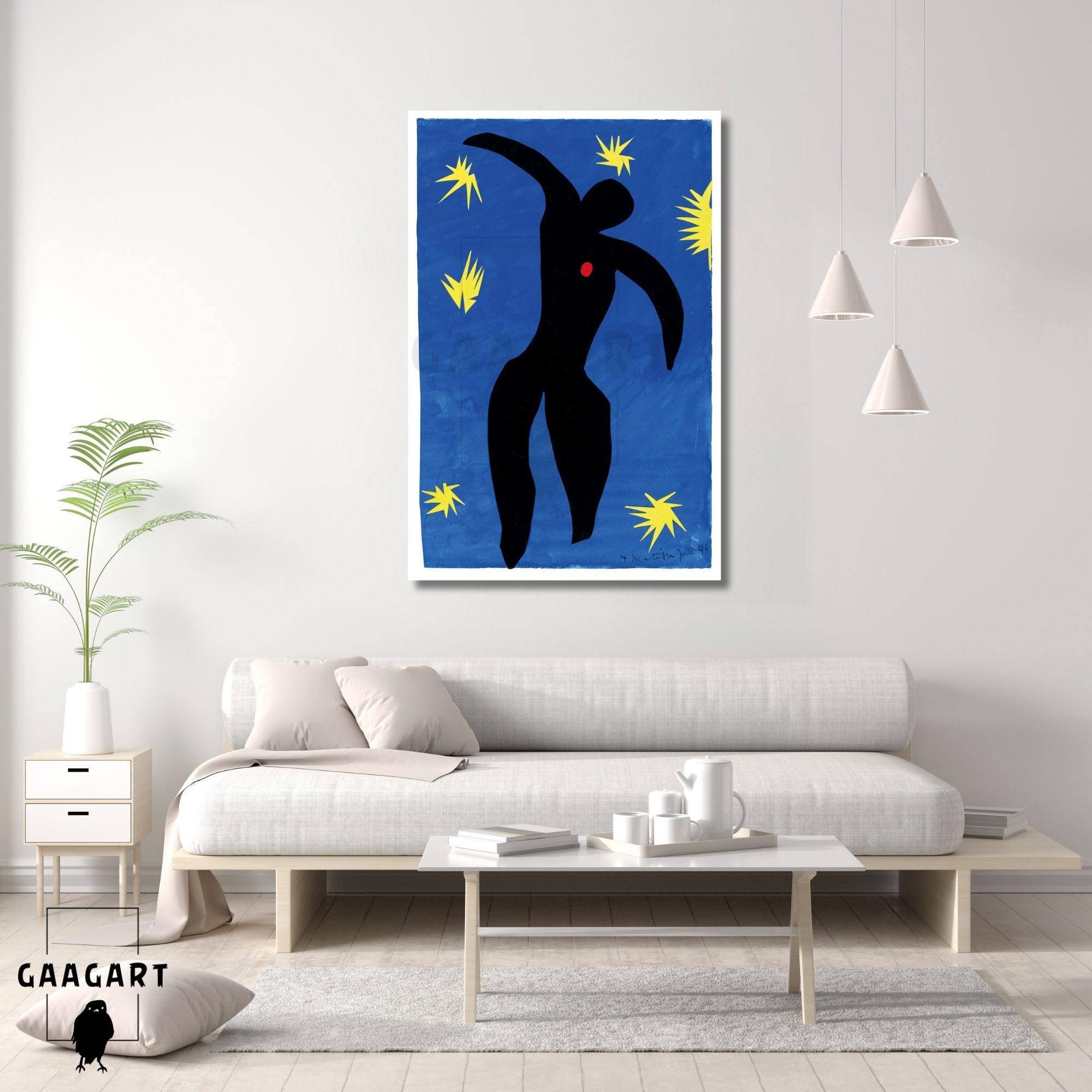 Tekli Dikey Kanvas Tablo Ünlü Eserler Henri Matisse İcarus