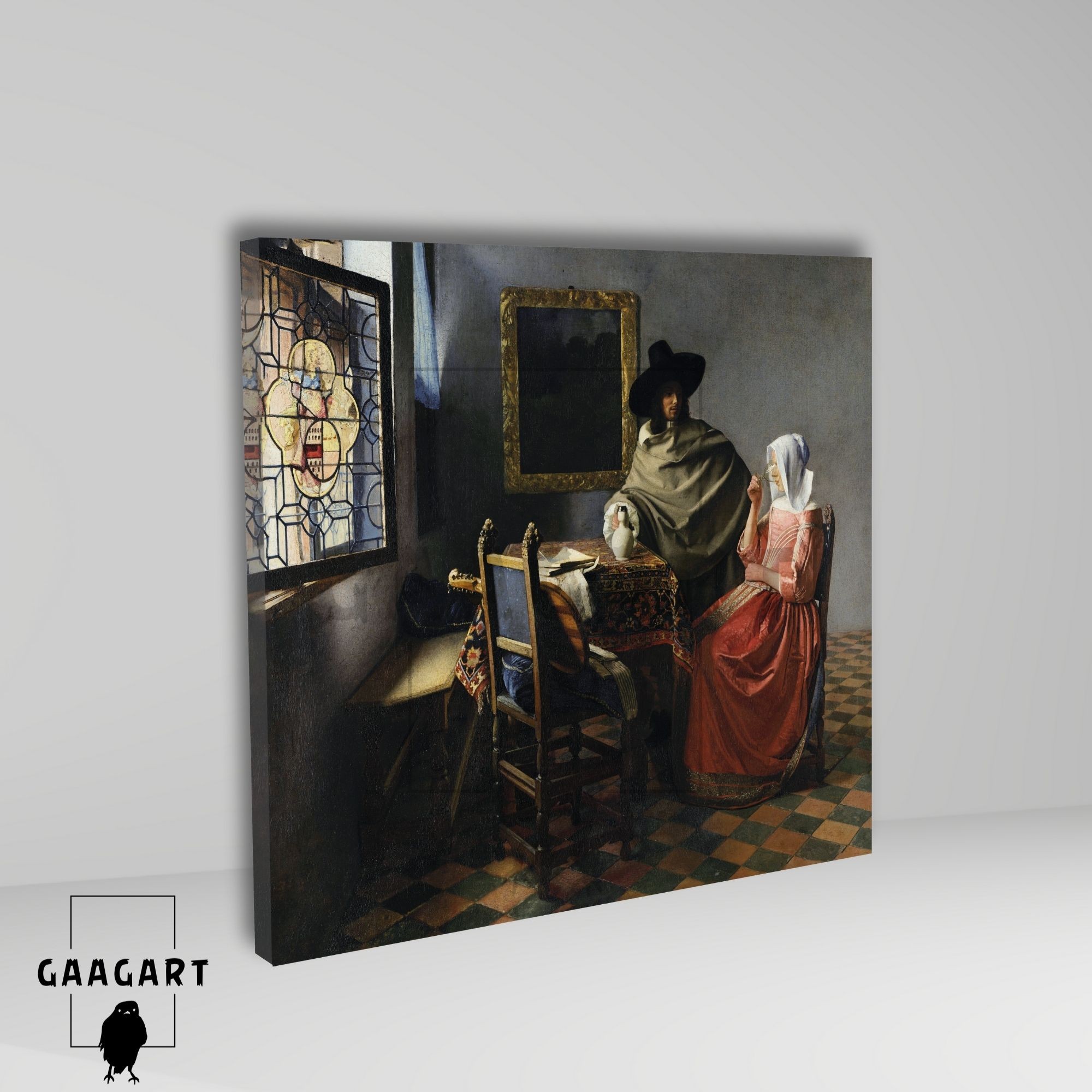 Kare Kanvas Tablo Ünlü Eserler Ohannes Vermeer The Wine Glass
