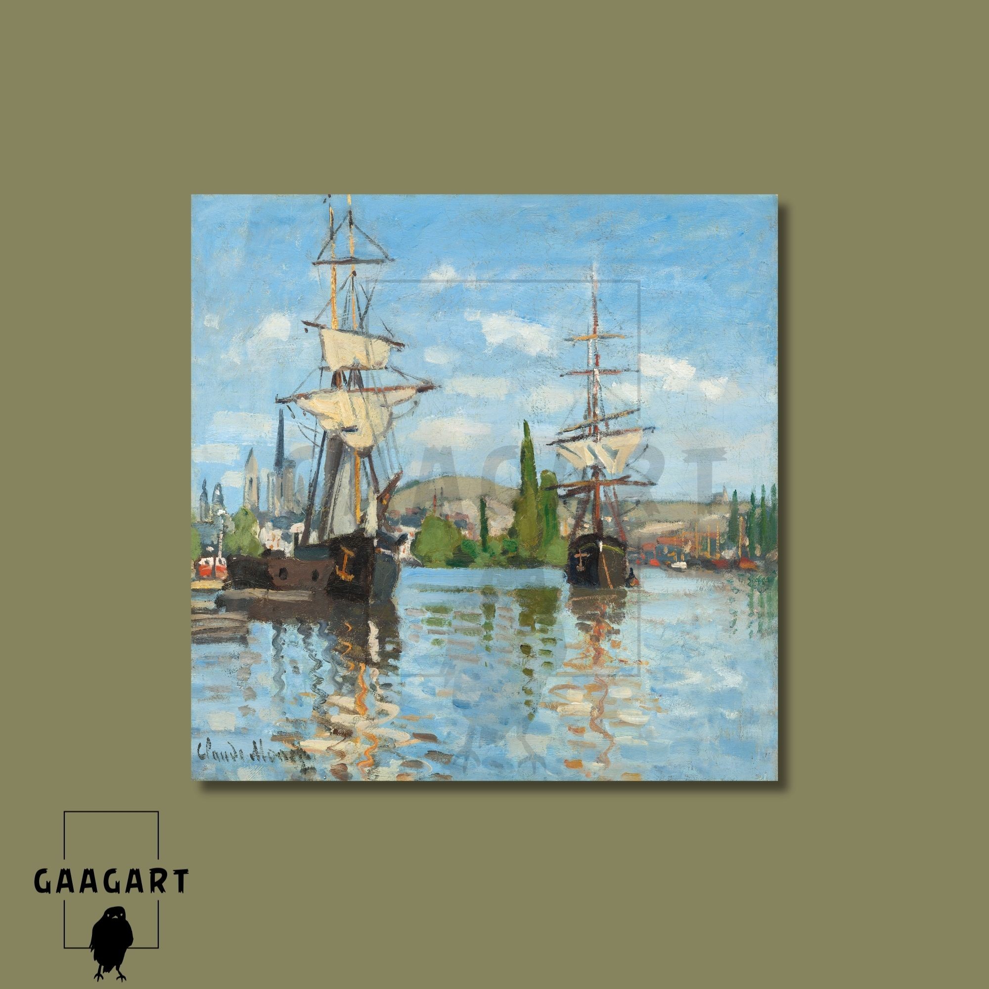 Kare Kanvas Tablo Ünlü Eserler Monet Seine Nehri Üzerinde ki Gemiler