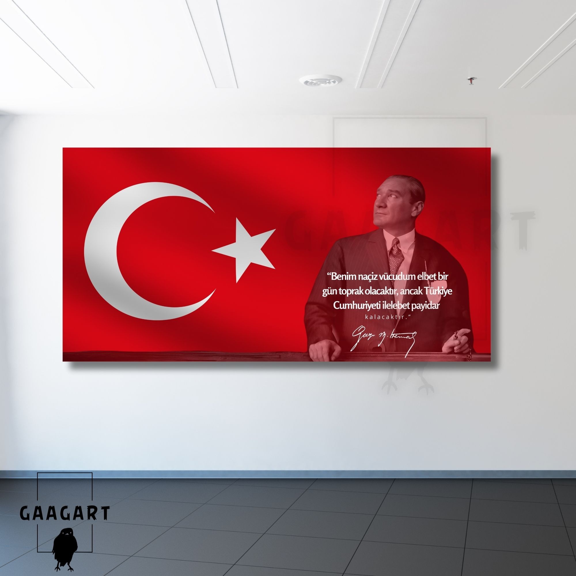 Panoramik Kanvas Makam Panosu Atatürk Sözleri Benim naçiz vücudum elbet bir gün toprak olacaktır.