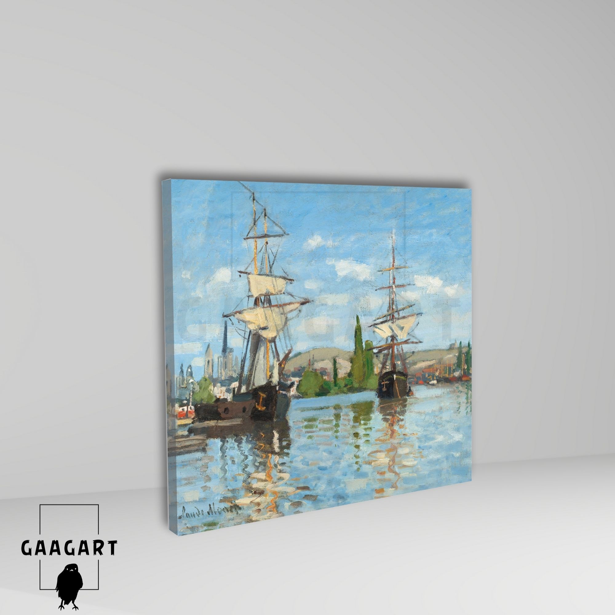 Kare Kanvas Tablo Ünlü Eserler Monet Seine Nehri Üzerinde ki Gemiler