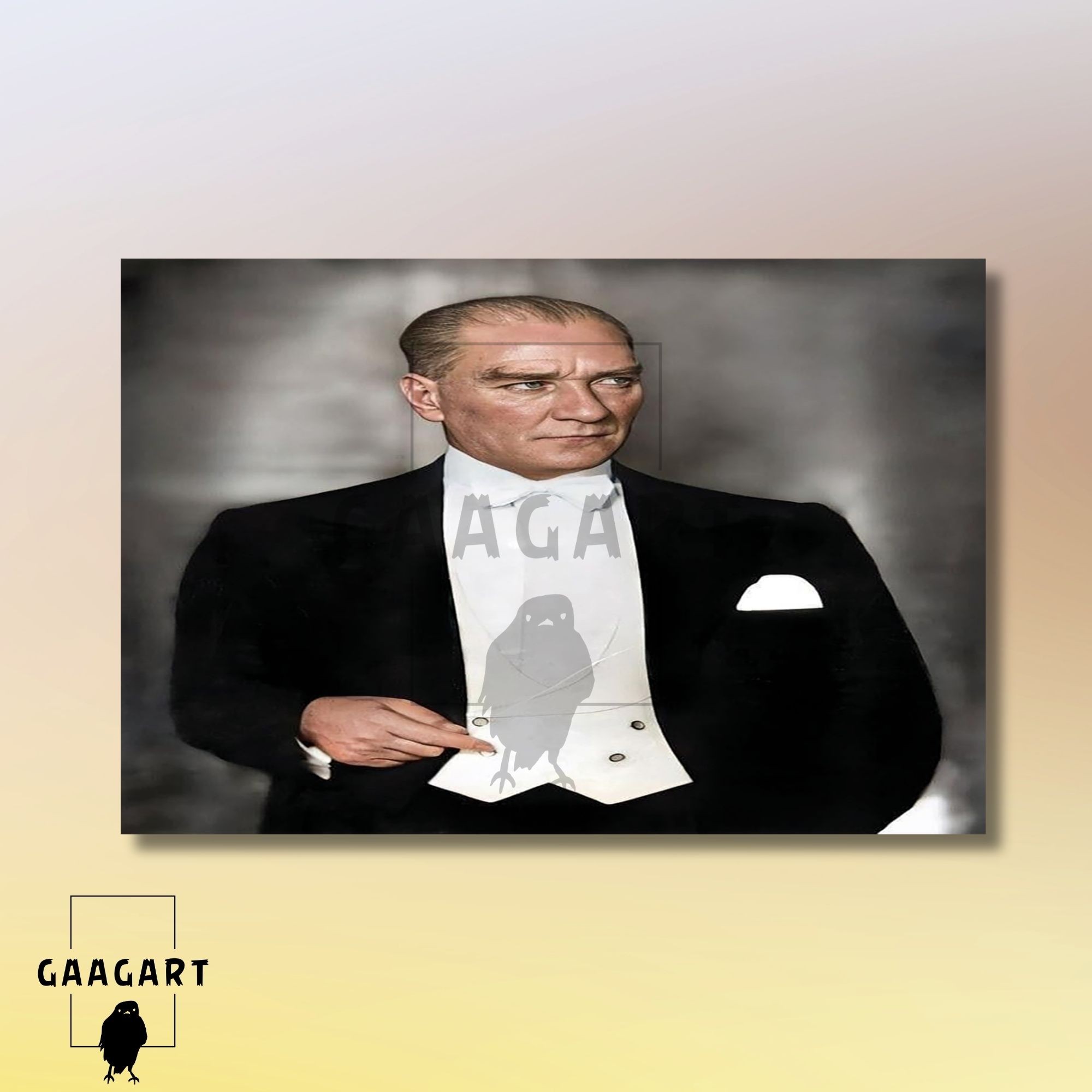 Tekli Yatay Kanvas Duvar Tablosu Mustafa Kemal Atatürk