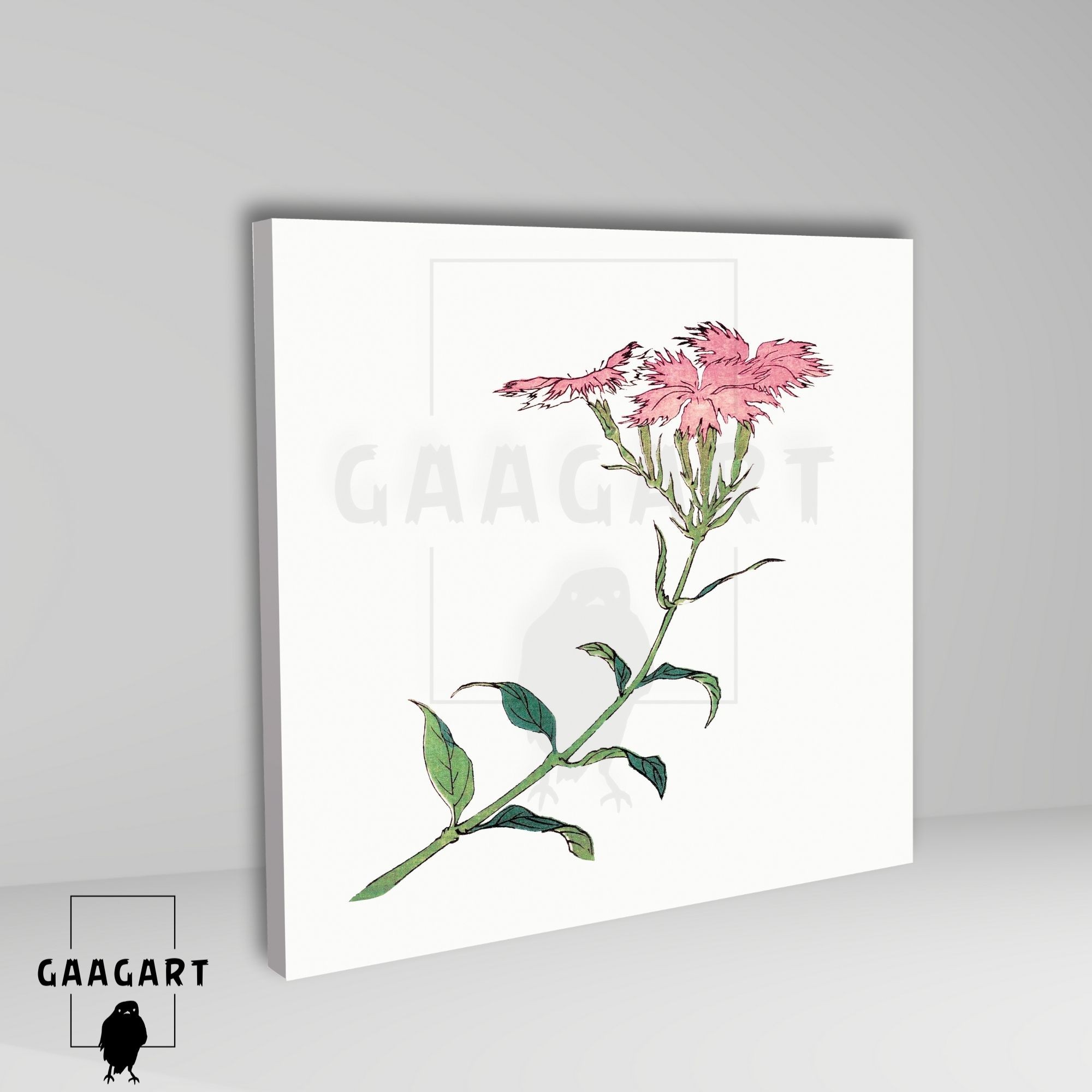 Kare Kanvas Tablo Ünlü Eserler Katsushika Hokusai Pembe Karanfil