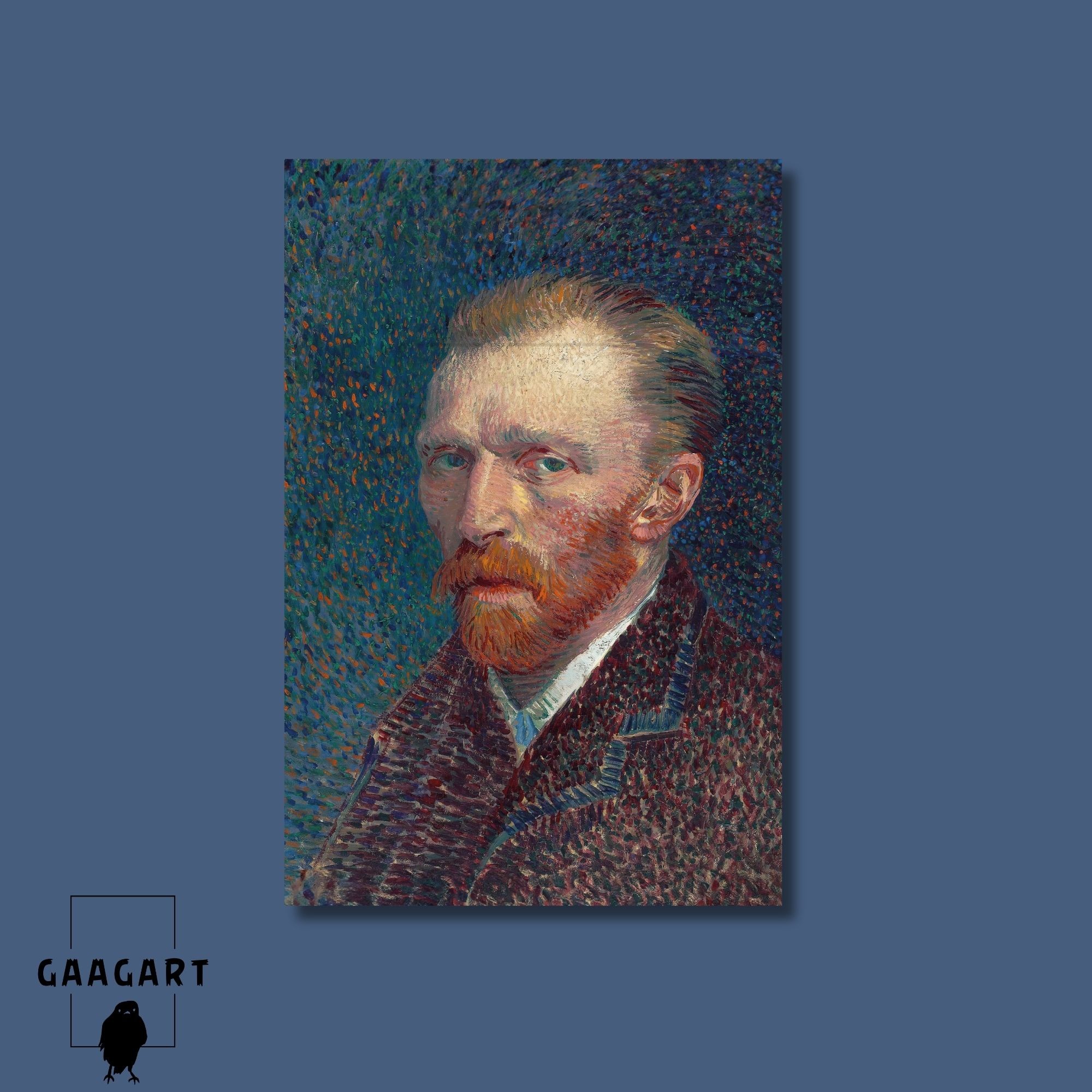 Tekli Dikey Kanvas Tablo Ünlü Eserler Van Gogh Self Portrait Blue