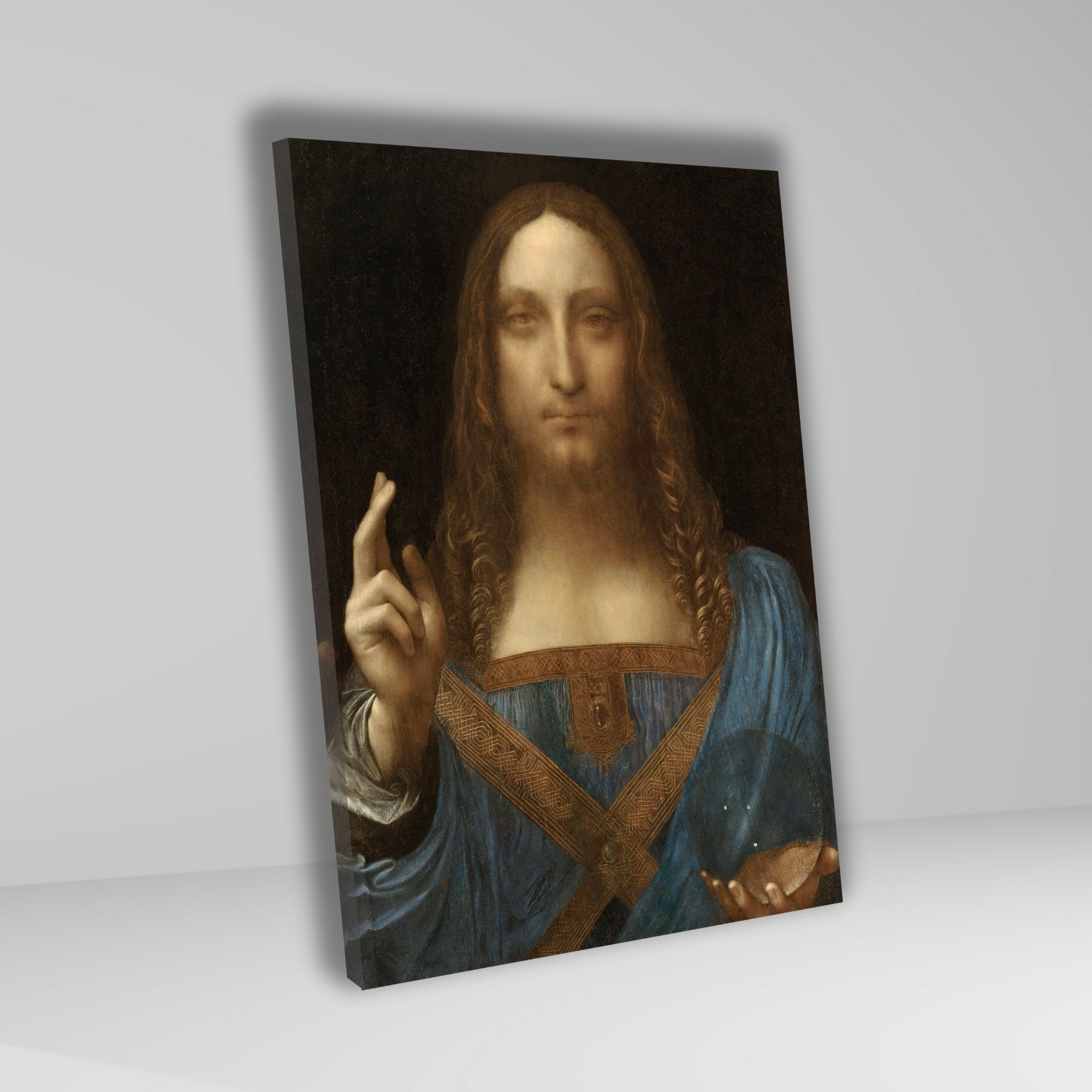 Tekli Dikey Kanvas Duvar Tablosu Leonardo Da Vinci Salvator Mundi