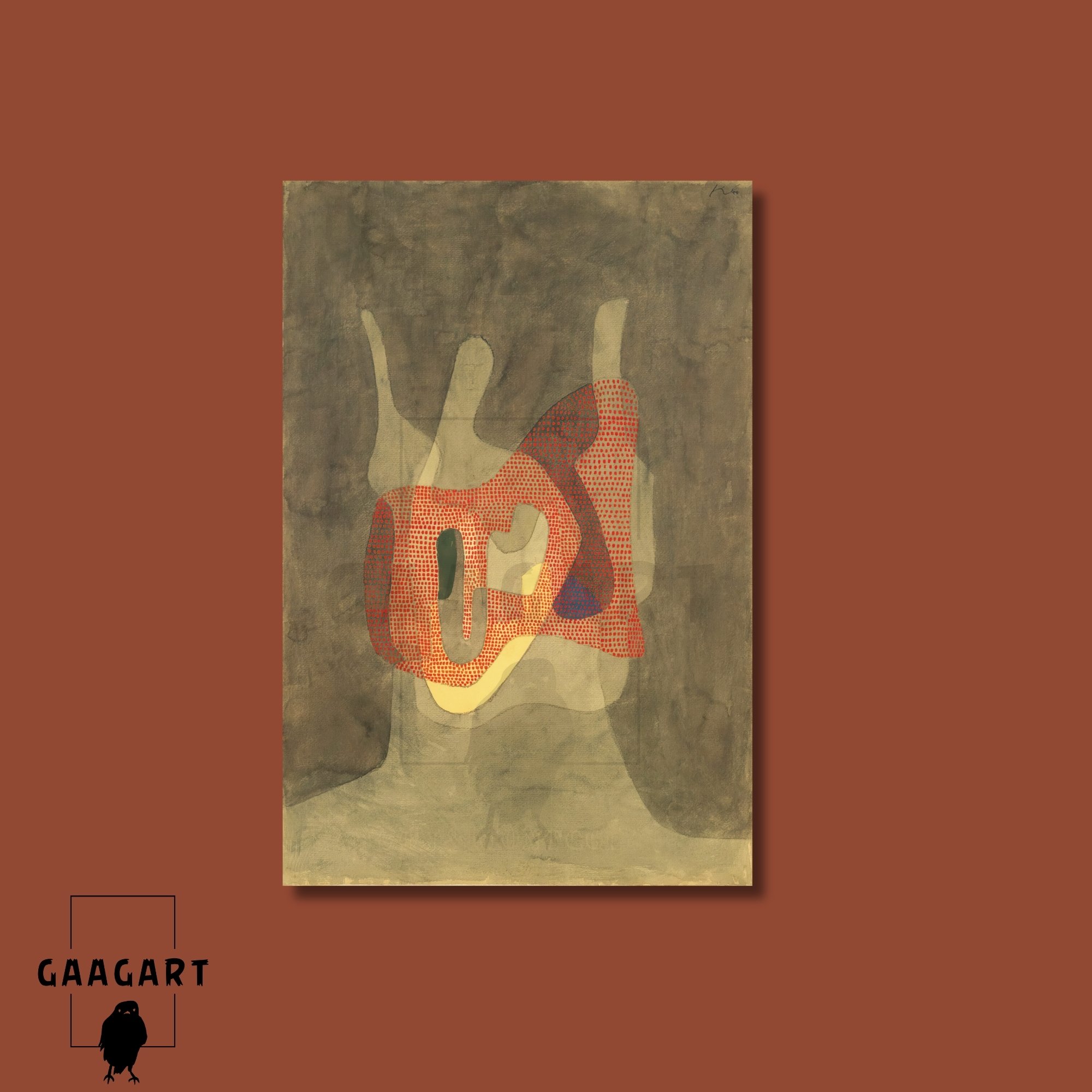 Tekli Dikey Kanvas Tablo Ünlü Eserler Paul Klee Schützerin