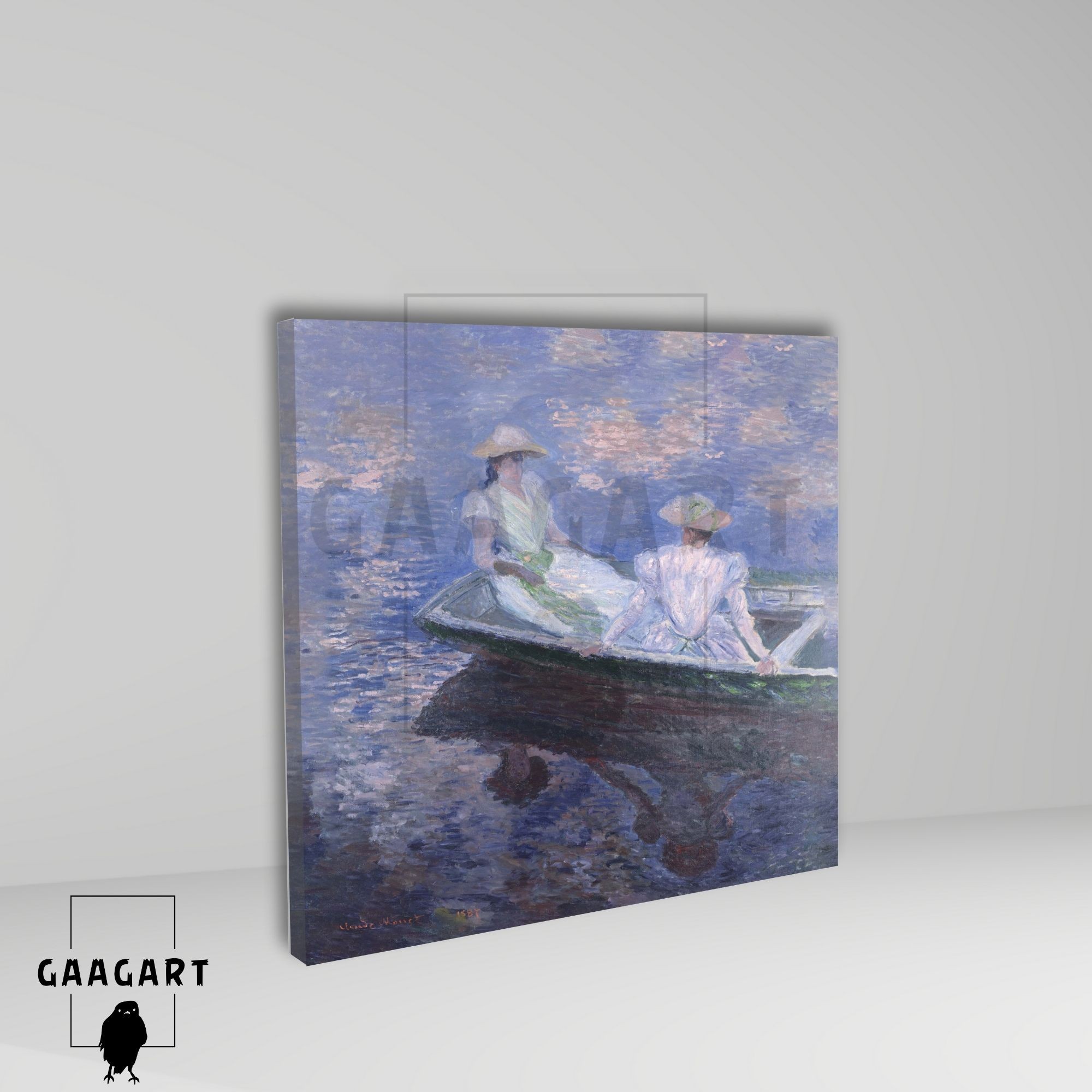 Kare Kanvas Tablo Ünlü Eserler Claude Monet Two Girls in a Bot Tablosu