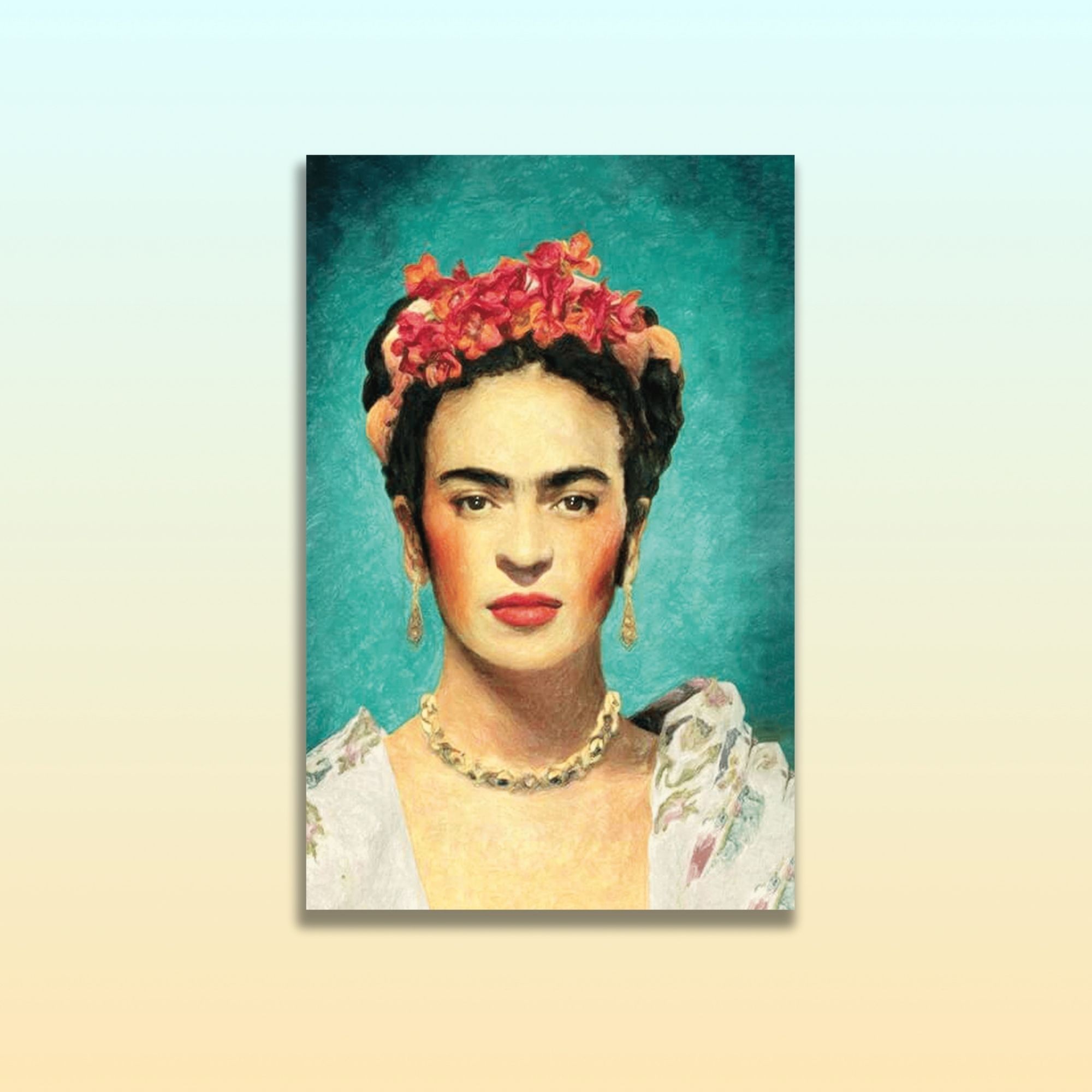 Tekli Dikey Kanvas Duvar Tablosu Frida Kahlo Portresi