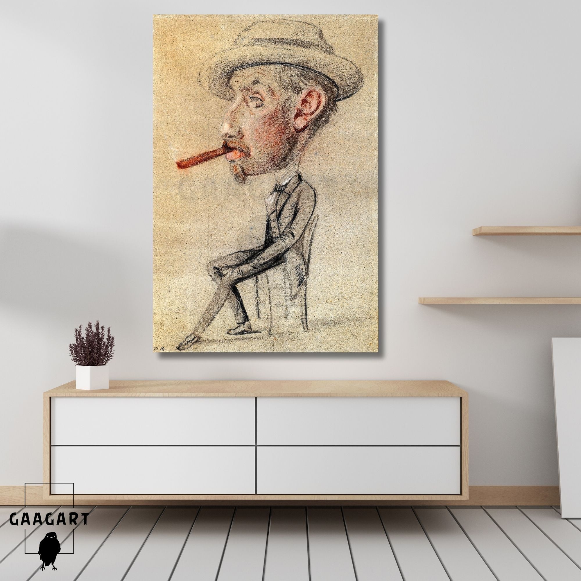 Tekli Dikey Kanvas Tablo Ünlü Eserler Claude Monet Büyük Prolu Adam