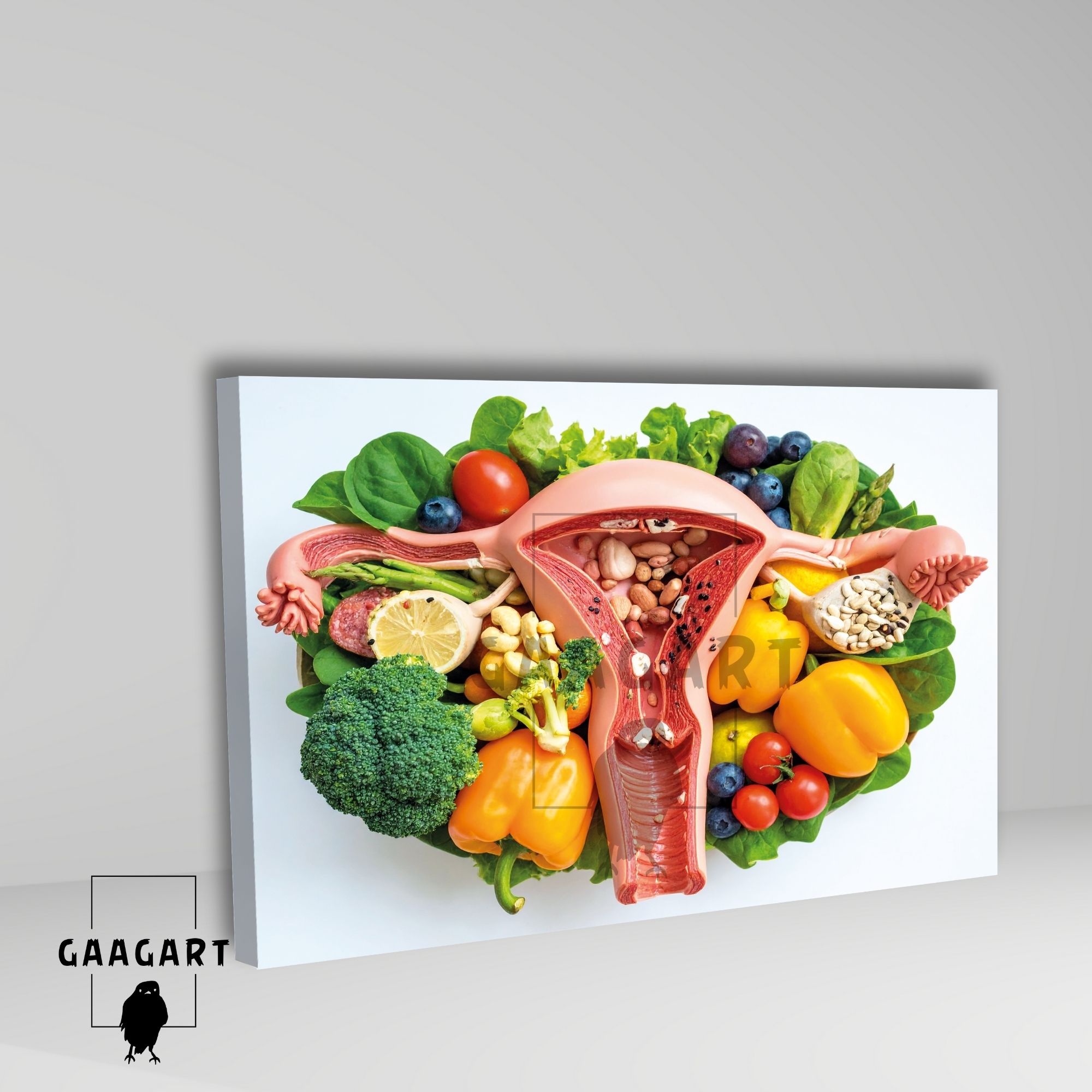 Tekli Yatay Kanvas Duvar Tablosu Uterus Rahim Diyetisyen Tablosu