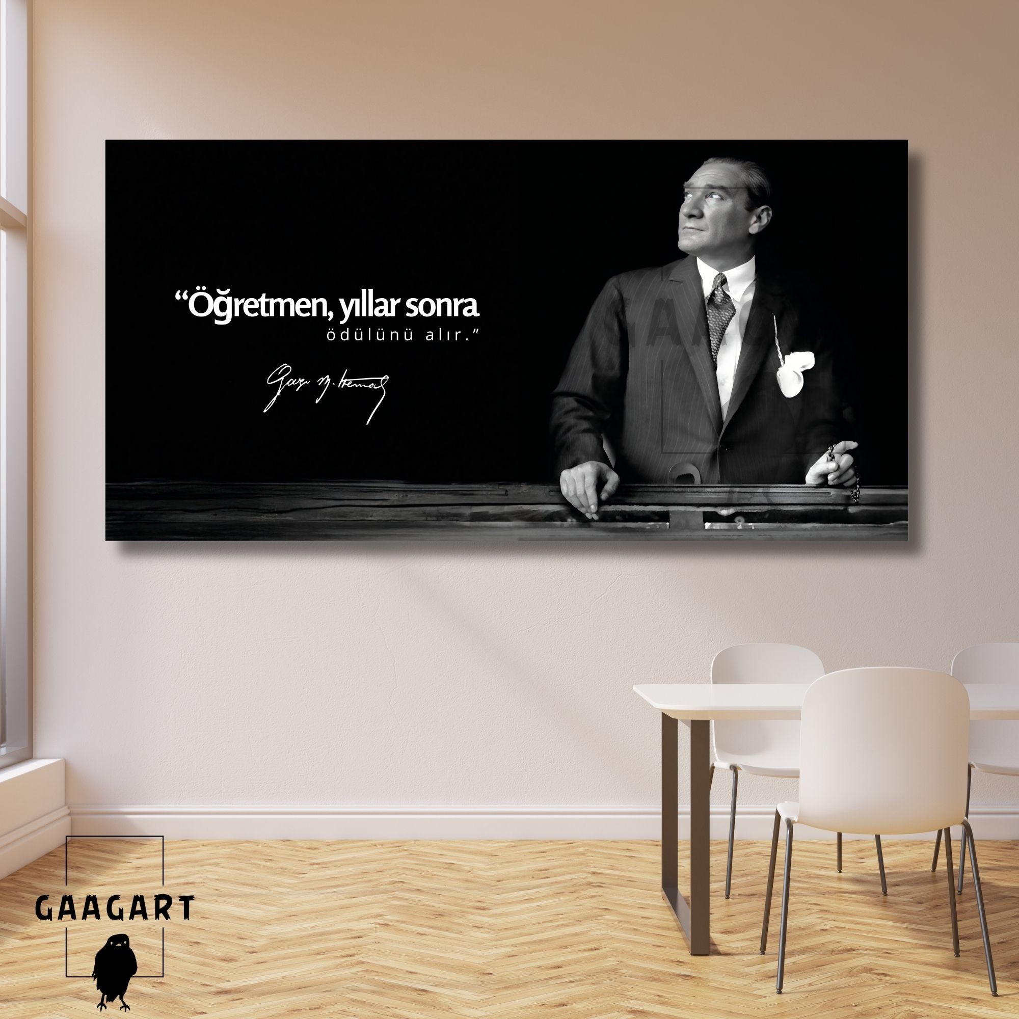 Panoramik Kanvas Makam Panosu Atatürk “Öğretmen, yıllar sonra ödülünü alır.”