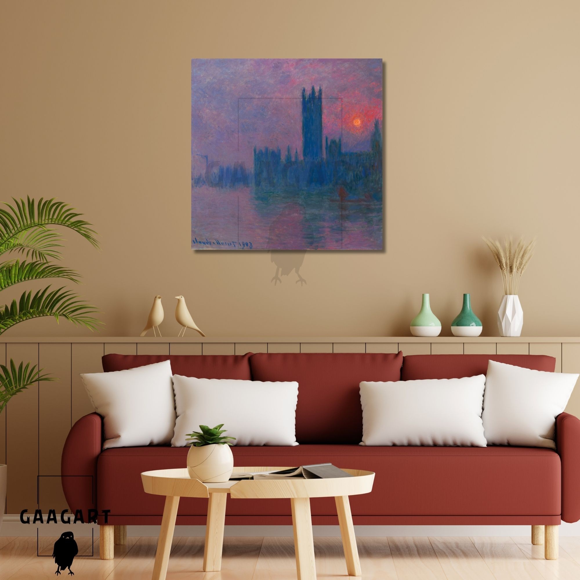 Kare Kanvas Ünlü Eserler Monet Le Parlement Soleil Couchant (1900-1903)