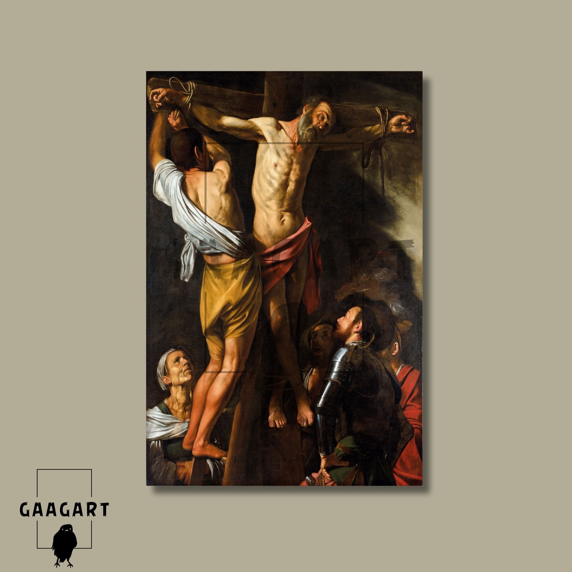 Tekli Dikey Kanvas Tablo Ünlü Eserler Caravaggio Andrew'un Çarmıha Gerilmesi