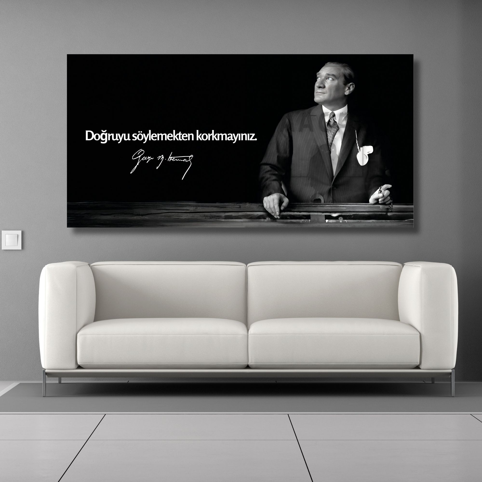 Panoramik Kanvas Makam Panosu Atatürk Sözleri Doğruyu söylemekten korkmayınız.