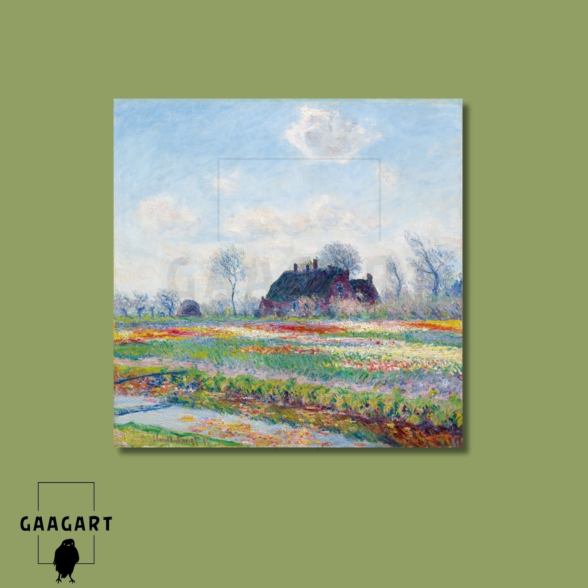 Kare Kanvas Ünlü Eserler Cloude Monet Lale Tarlaları