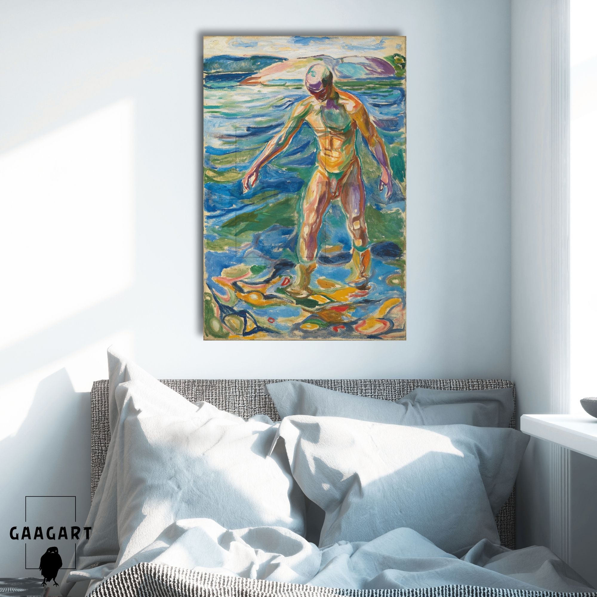 Tekli Dikey Kanvas Edvard Munch Bathing Man