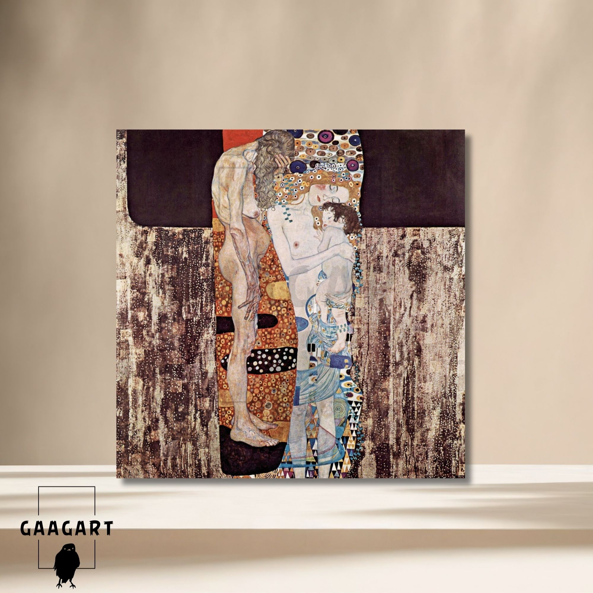 Kare Kanvas Tablo Ünlü Eserler Gustav Klimt-The Three Ages of the Woman
