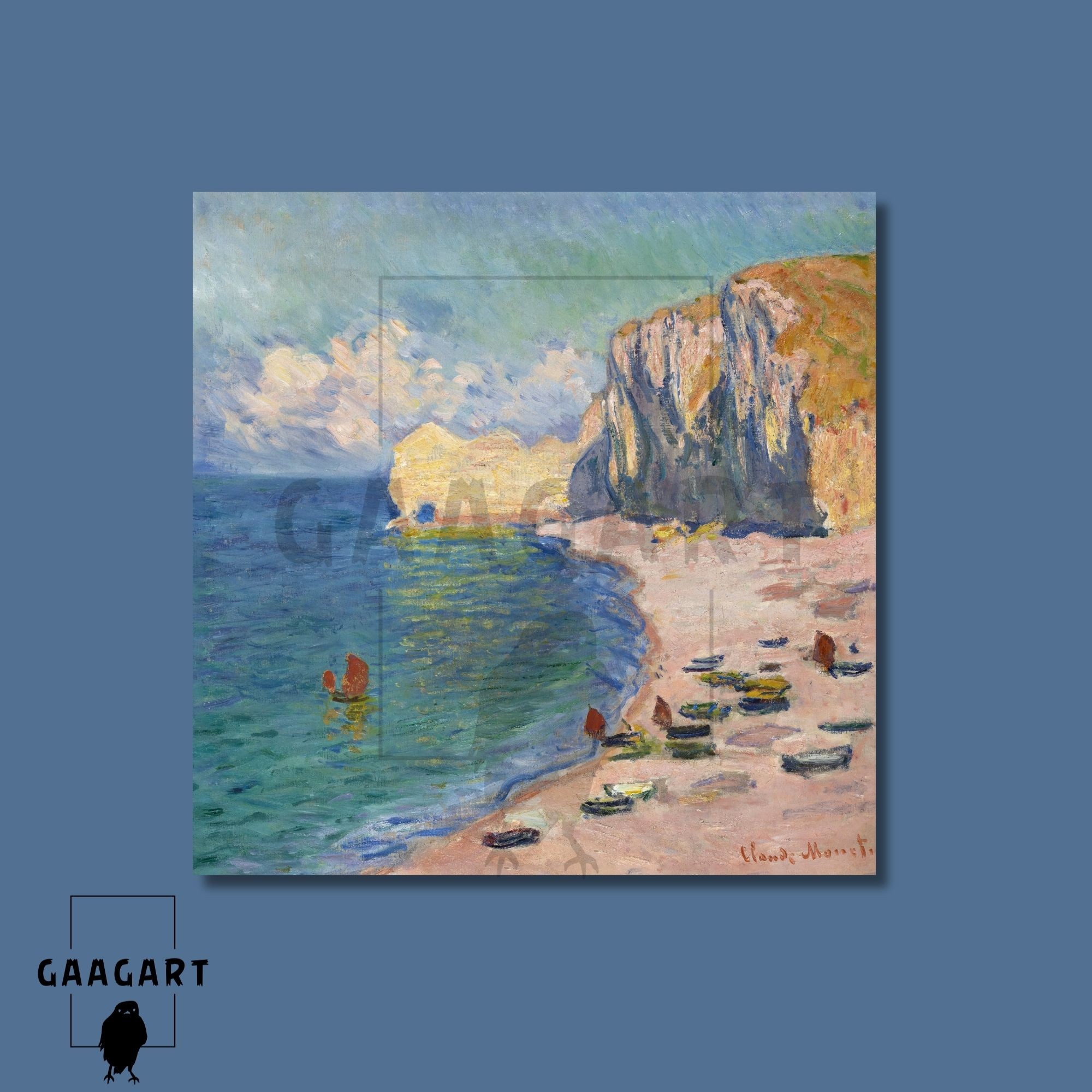 Kare Kanvas Ünlü Ressamlar Monet The Beach and the Falaise d’Amont