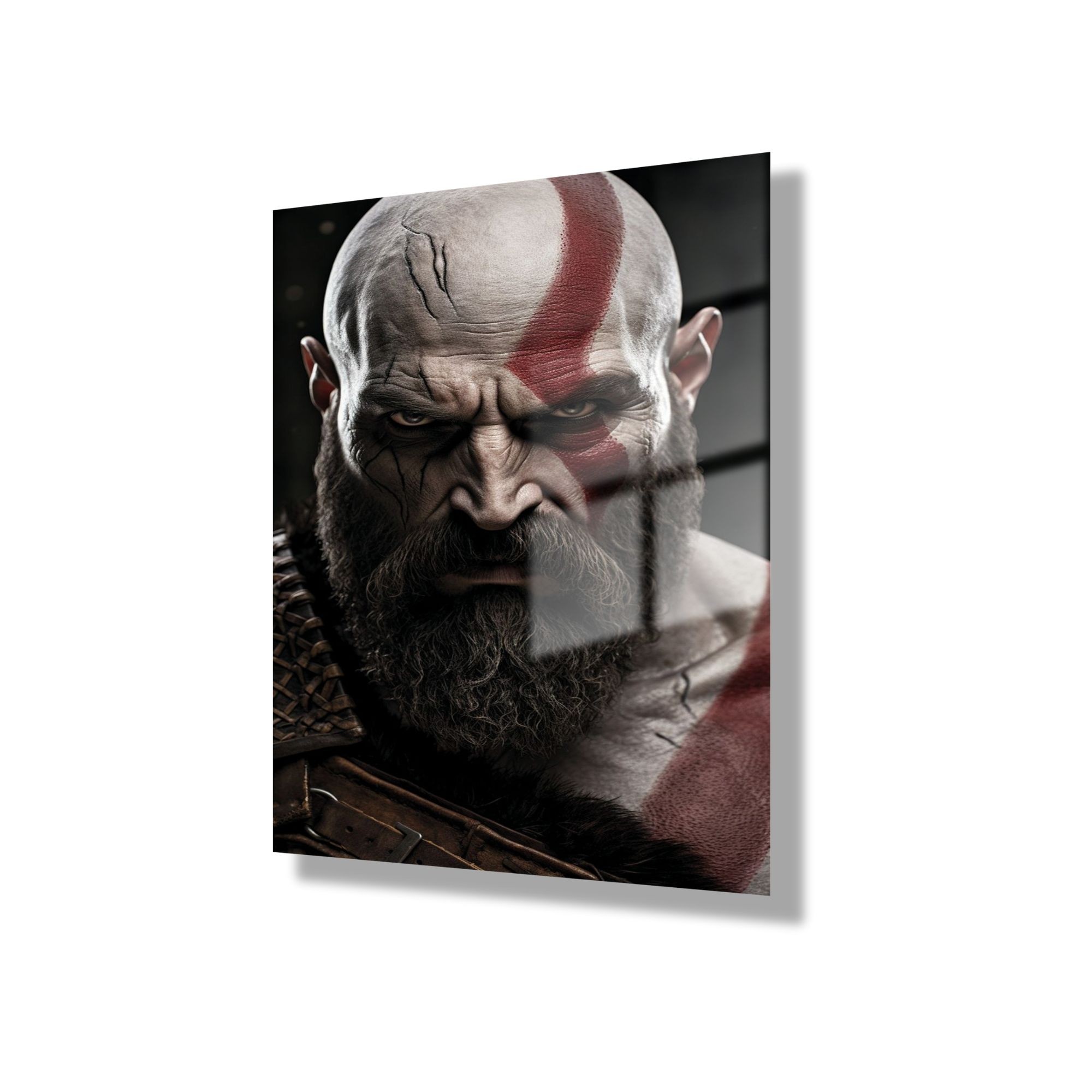 Temperli Gerçek Cam Tablo God of War Karakteri Kratos