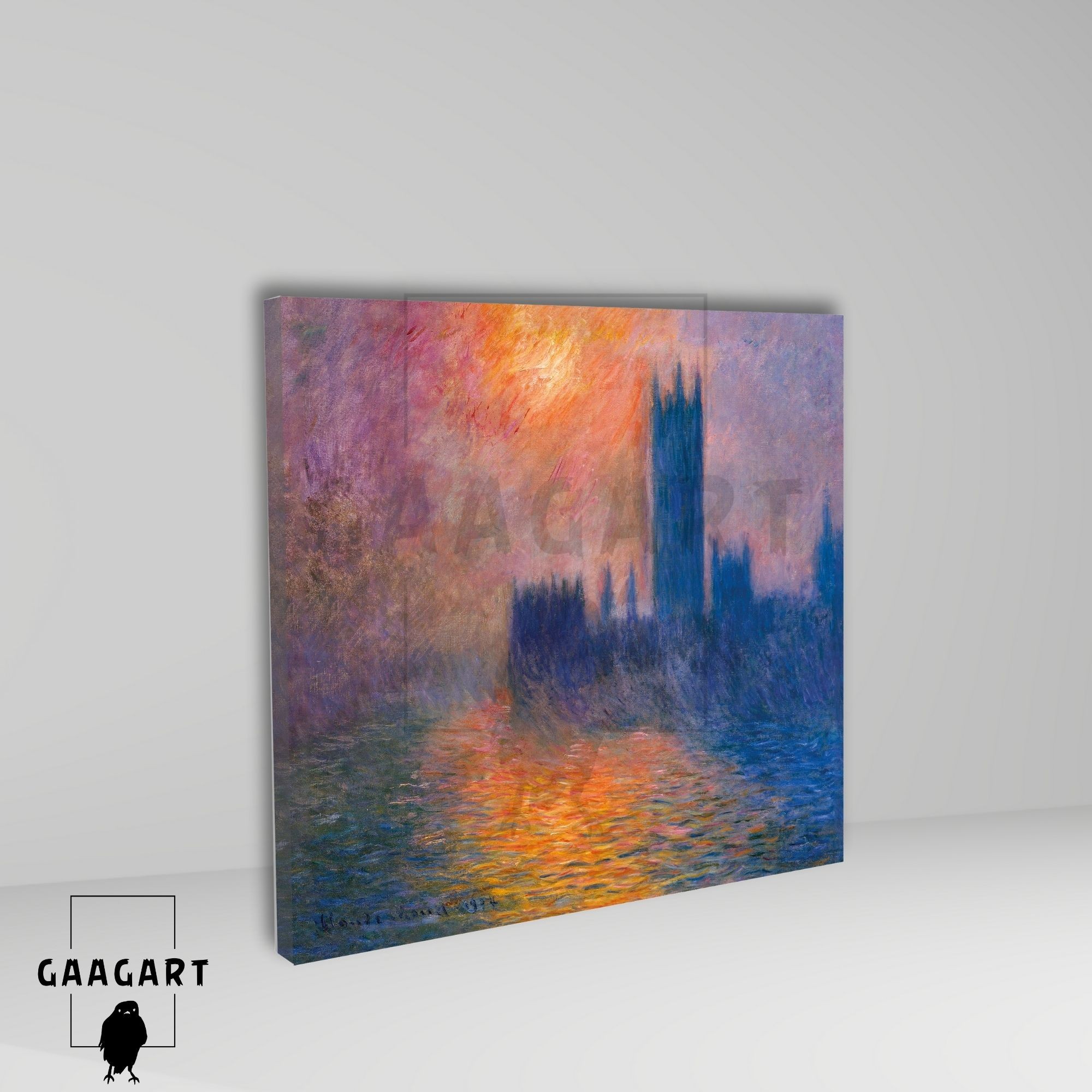Kare Kanvas Tablo Ünlü Eserler Claude Monet Parlemento Evleri
