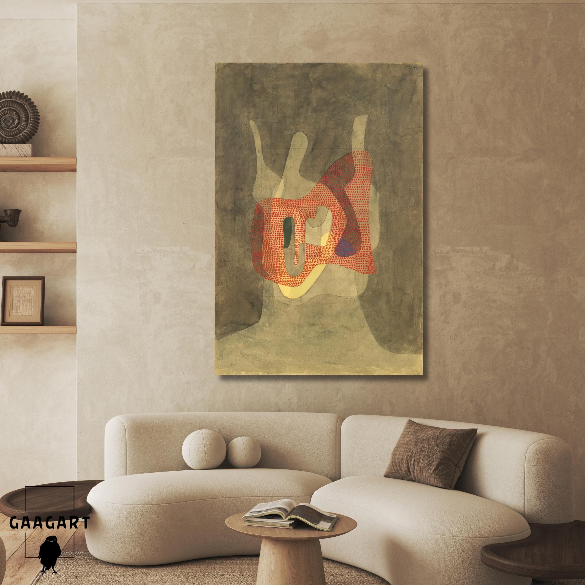 Tekli Dikey Kanvas Tablo Ünlü Eserler Paul Klee Schützerin