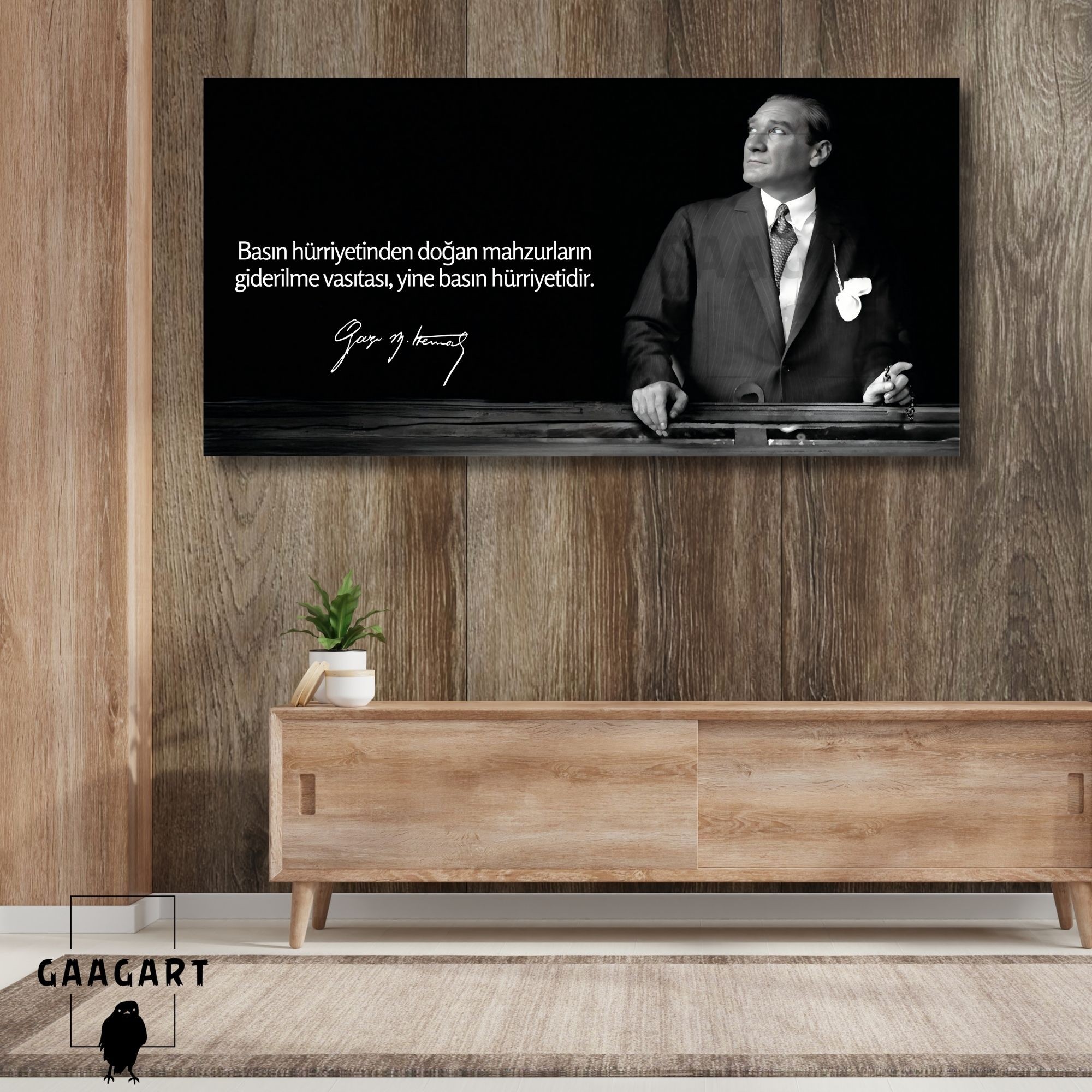 Panoramik Kanvas Makam Panosu Atatürk Sözleri Basın Hürriyeti