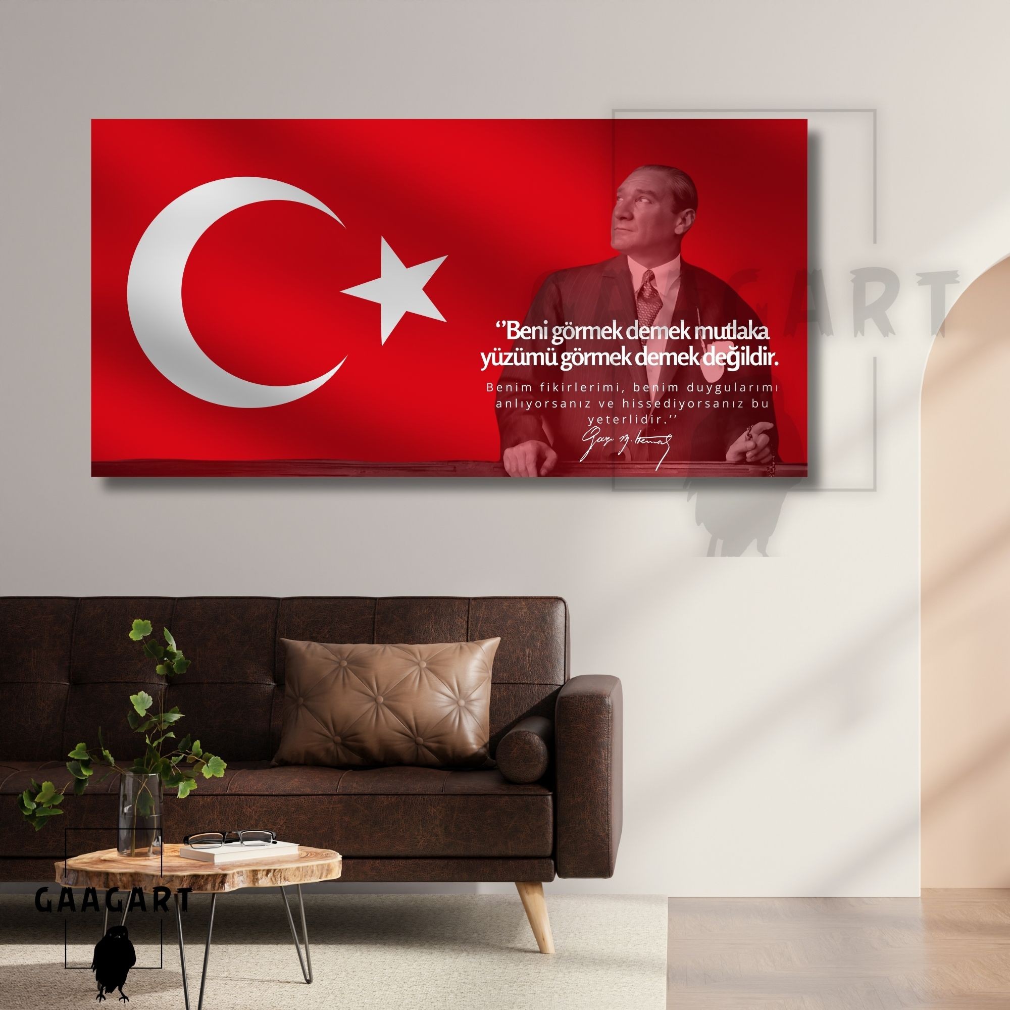 Panoramik Kanvas Makam Panosu Atatürk Sözleri Beni görmek demek mutlaka yüzümü görmek demek değildir.