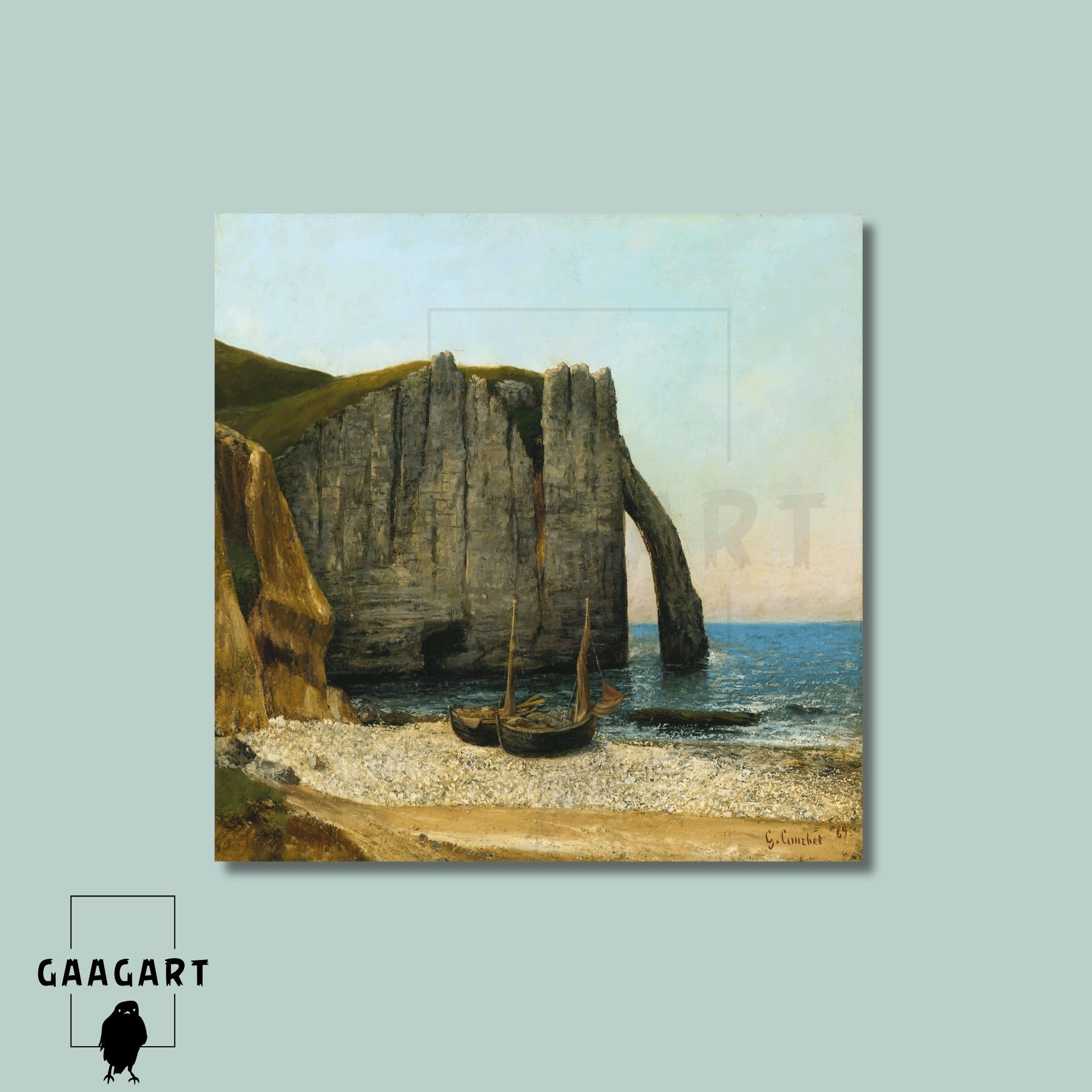 Kare Kanvas Tablo Ünlü Eserler Gustave Courbet-Falaises d’Étretat (1869)