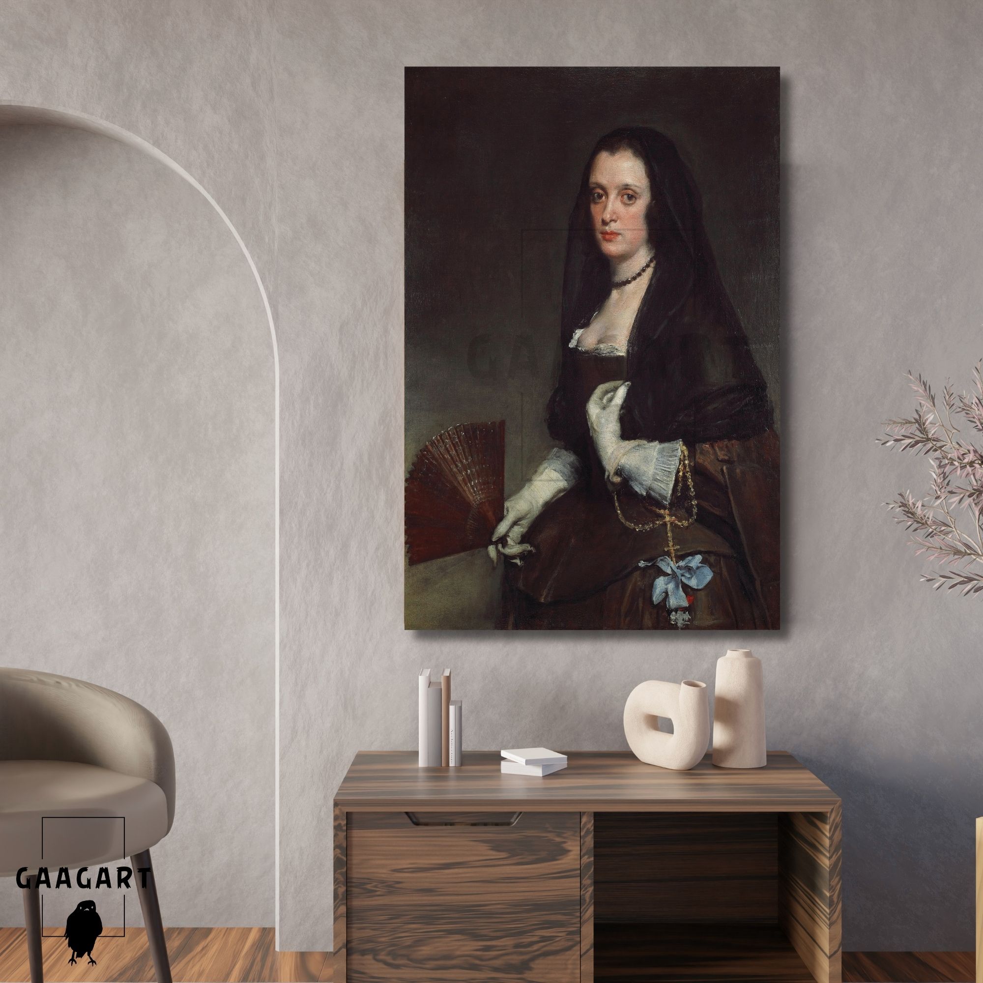 Tekli Dikey Kanvas Diego Velazquez The Lady With A Fan