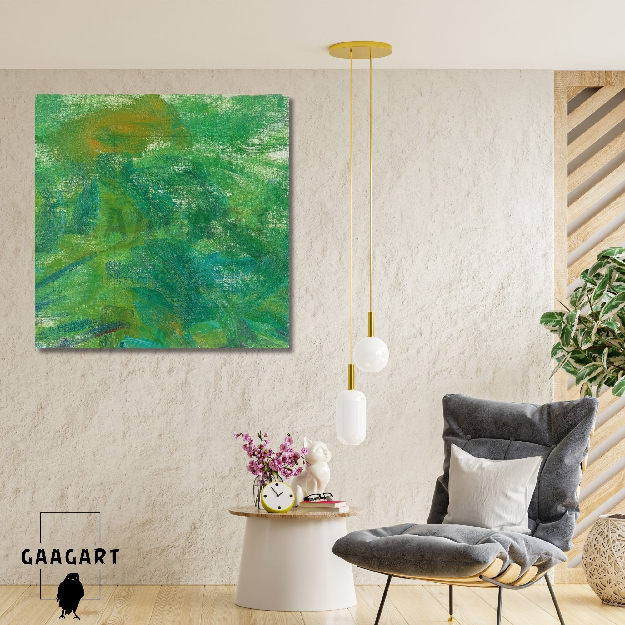 Kare Kanvas Tablo Ünlü Eserler Claude Monet Yeşil Nympheas Tablosu