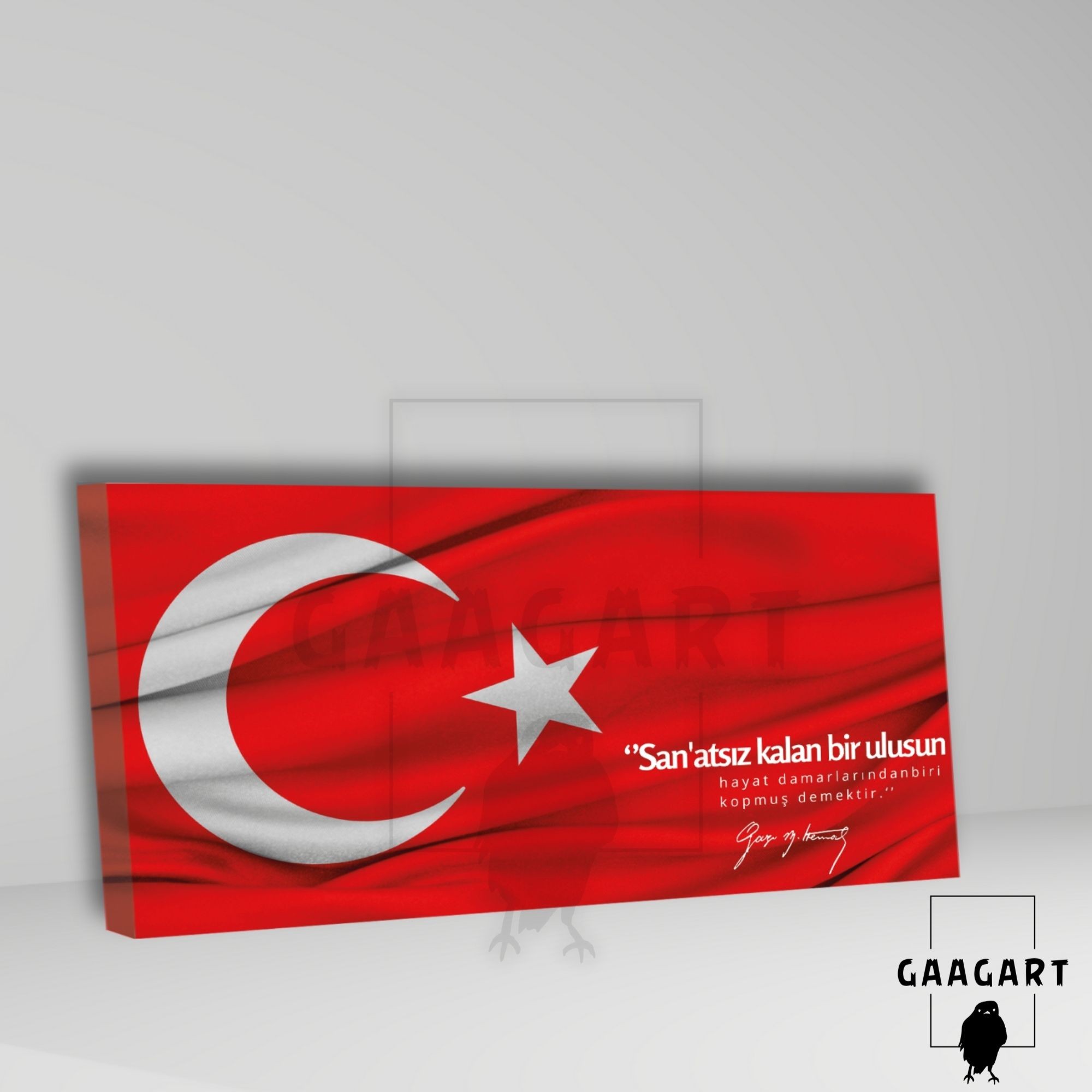 Panoramik Kanvas Makam Panosu Türk Bayrağı Atatürk ve Sanat