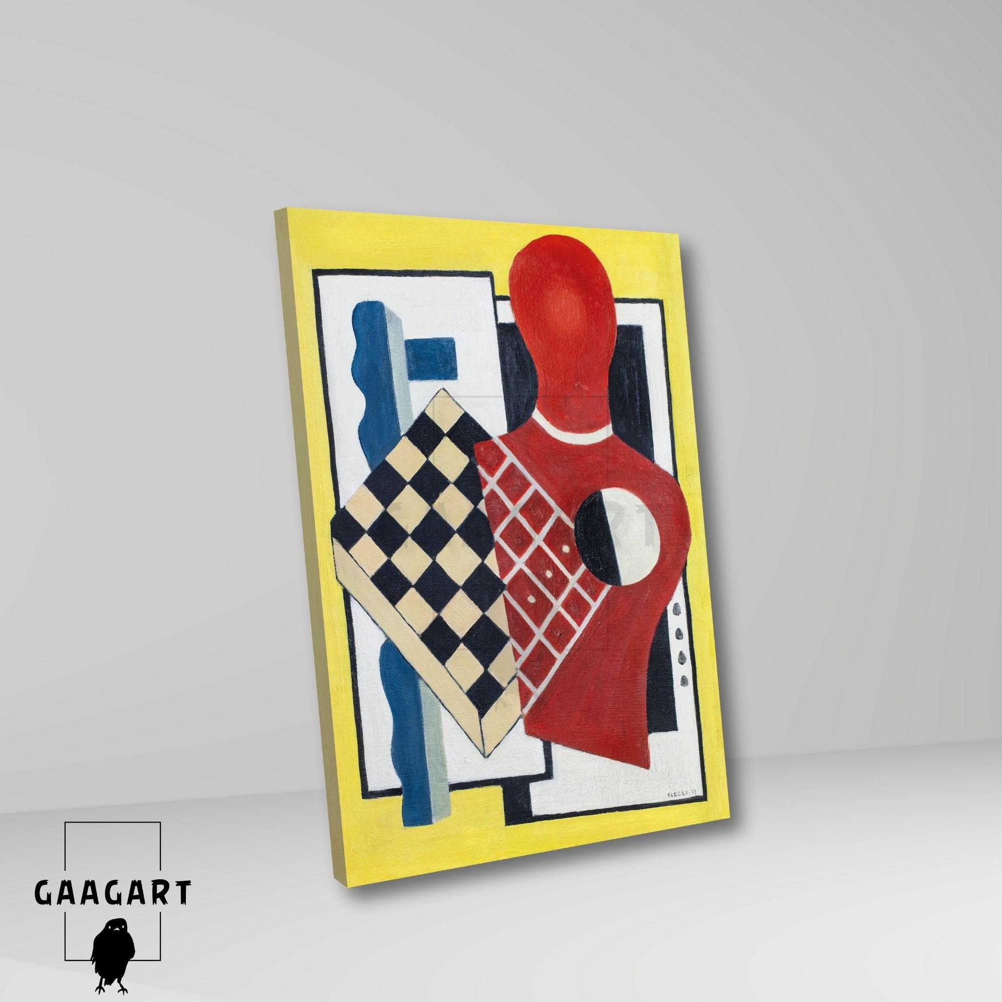 Tekli Dikey Kanvas Tablo Ünlü Eserler Fernand Leger Composition Au Damier