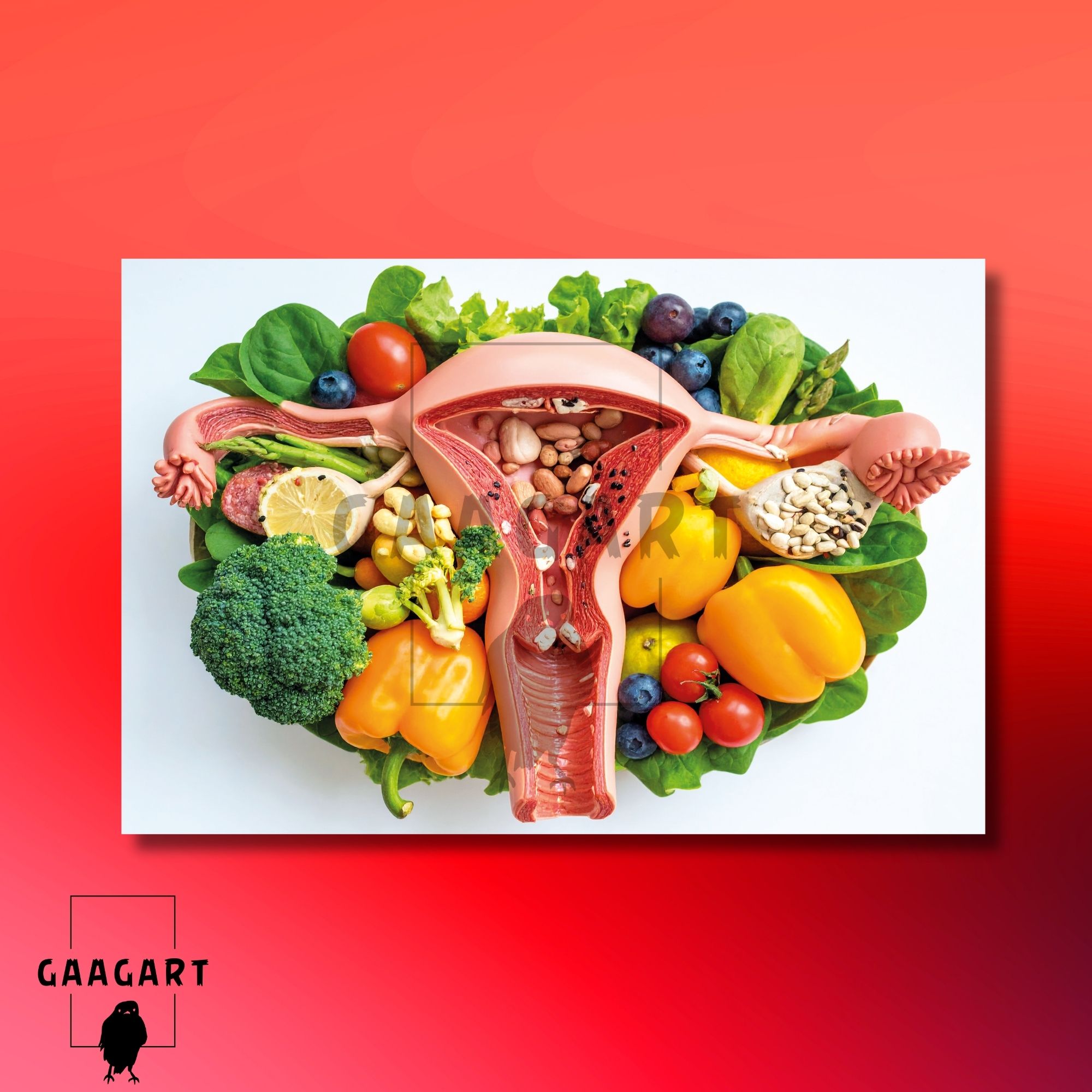 Tekli Yatay Kanvas Duvar Tablosu Uterus Rahim Diyetisyen Tablosu