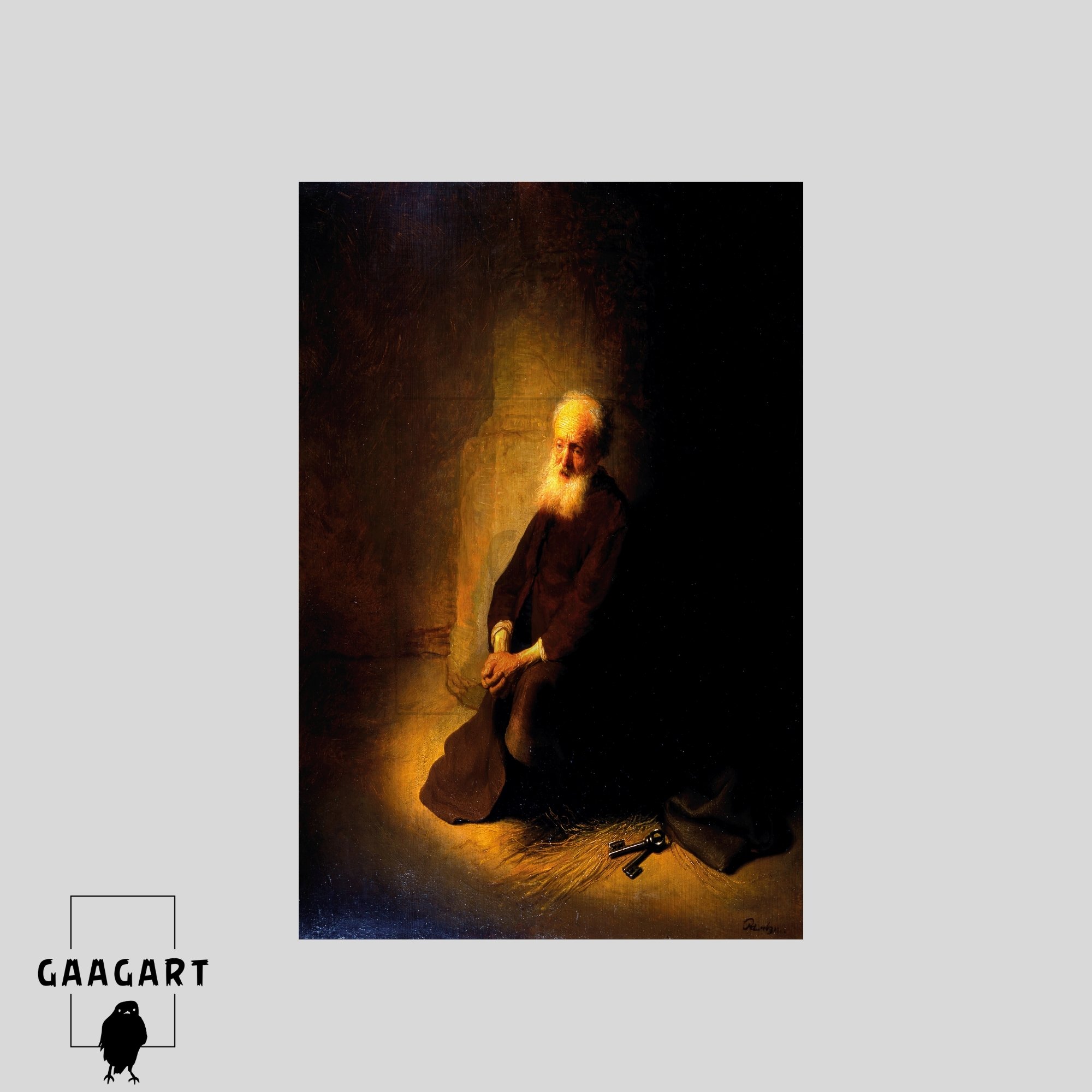 Tekli Dikey Kanvas Tablo Ünlü Eserler Rembrandt Van Rijn St Peter in Prison