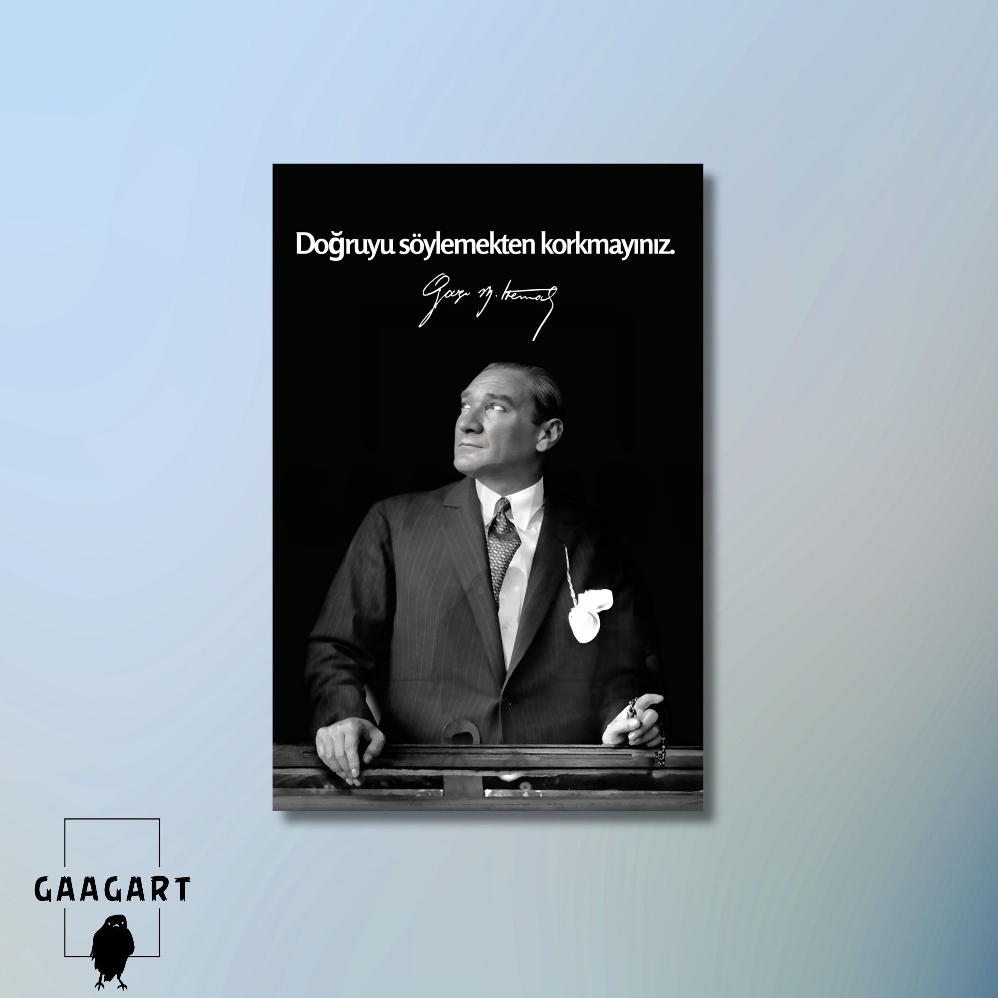 Tekli Dikey Kanvas Makam Panosu Atatürk Sözleri Doğruyu Söylemekten Korkmayınız