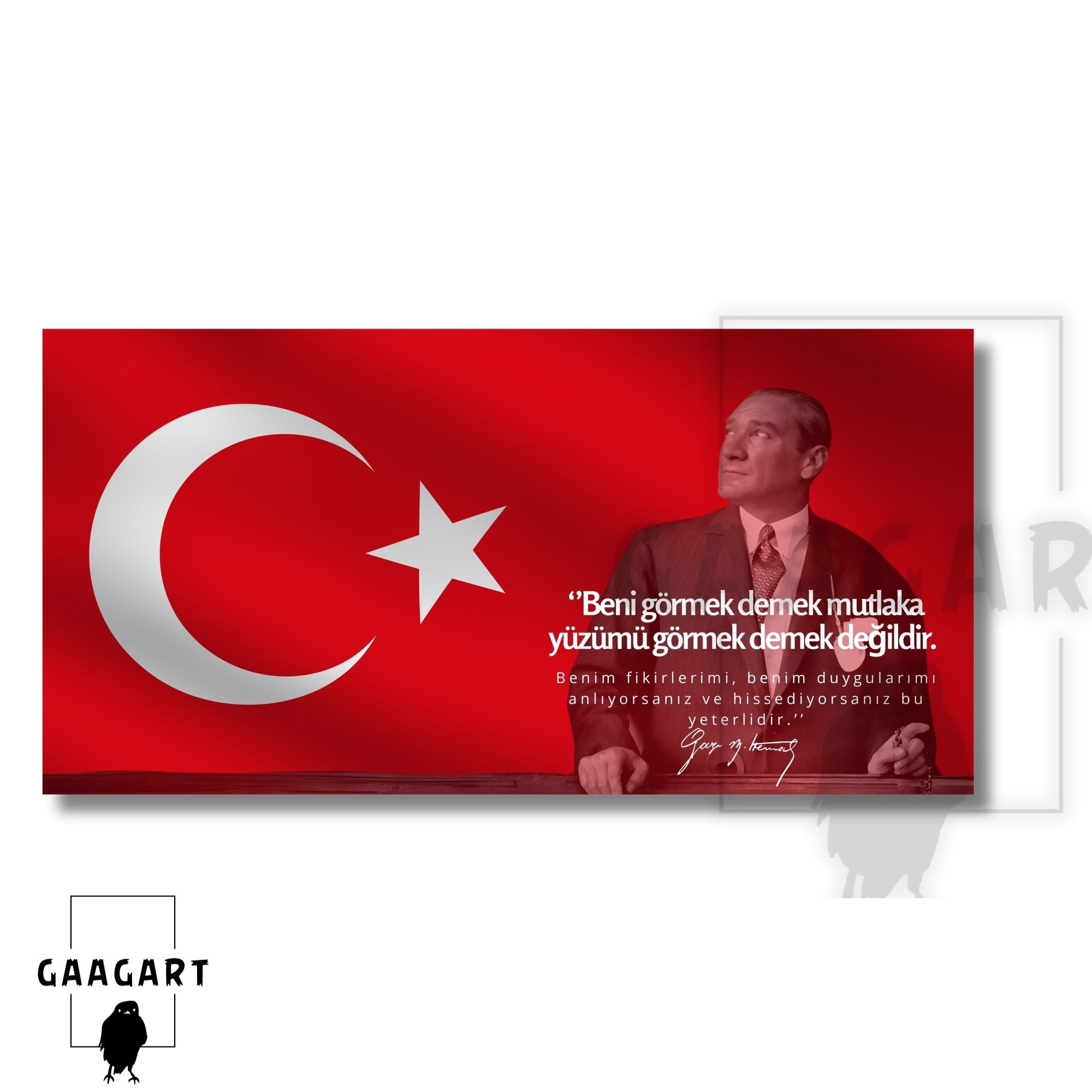 Panoramik Kanvas Makam Panosu Atatürk Sözleri Beni görmek demek mutlaka yüzümü görmek demek değildir.