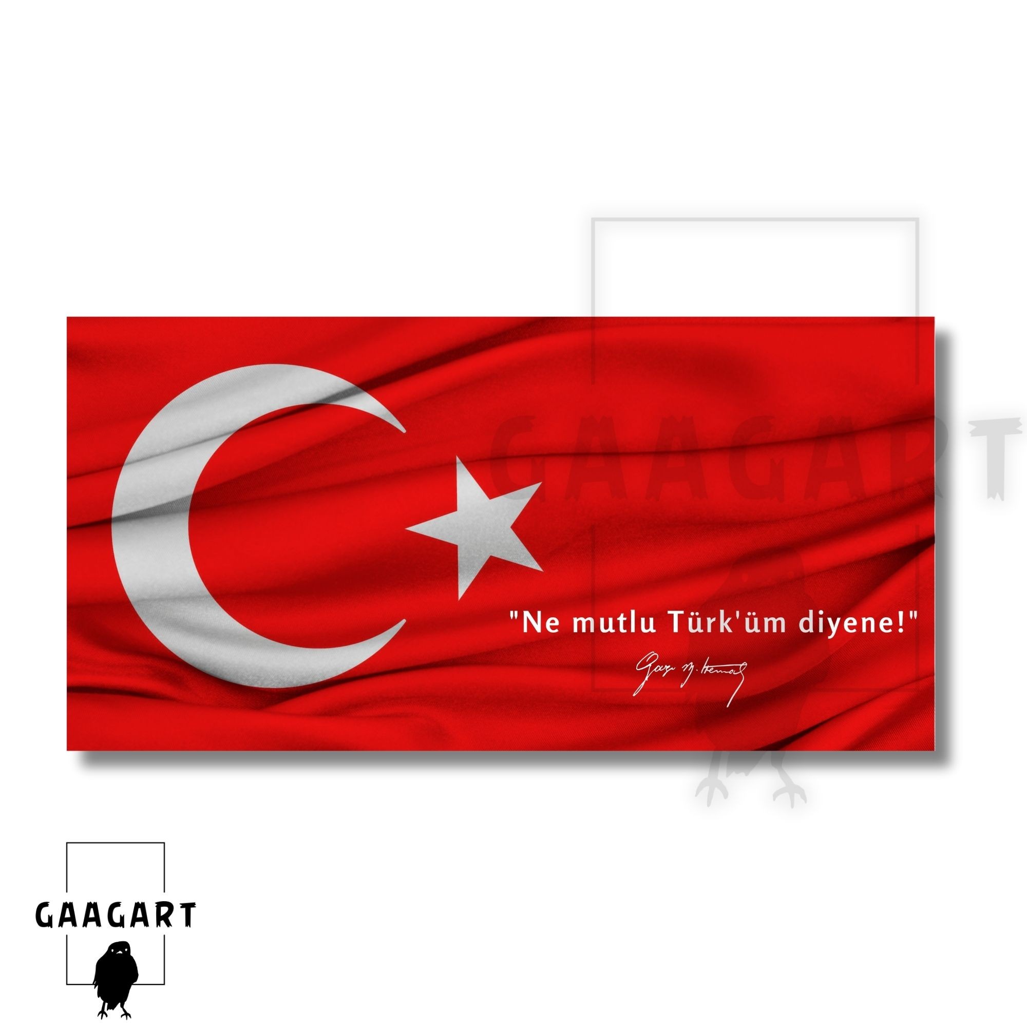 Panoramik Kanvas Makam Panosu Türk Bayrağı Atatürk "Ne mutlu Türk'üm diyene!"