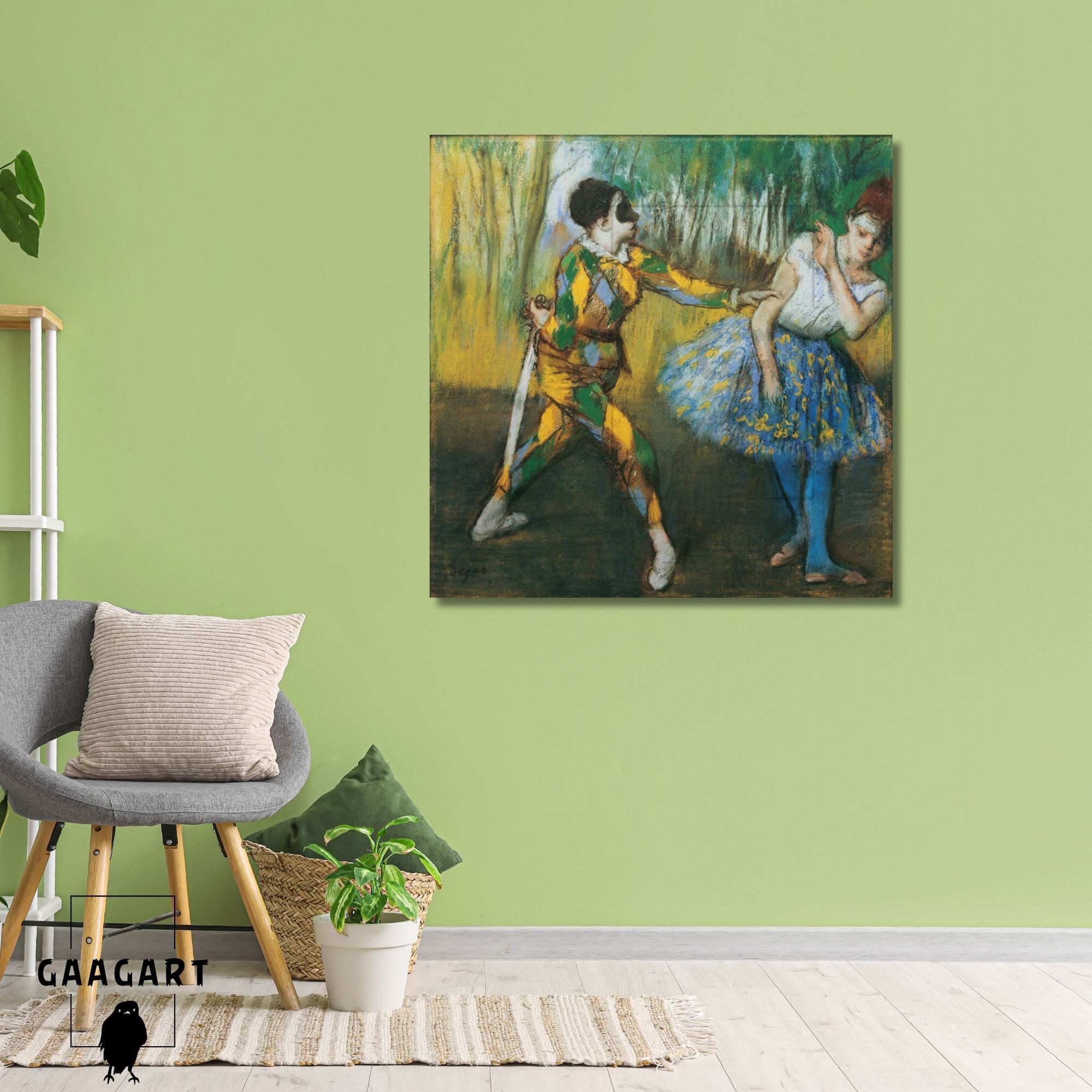Kare Kanvas Tablo Ünlü Eserler Edgar Degas Harlekin Und Colombine
