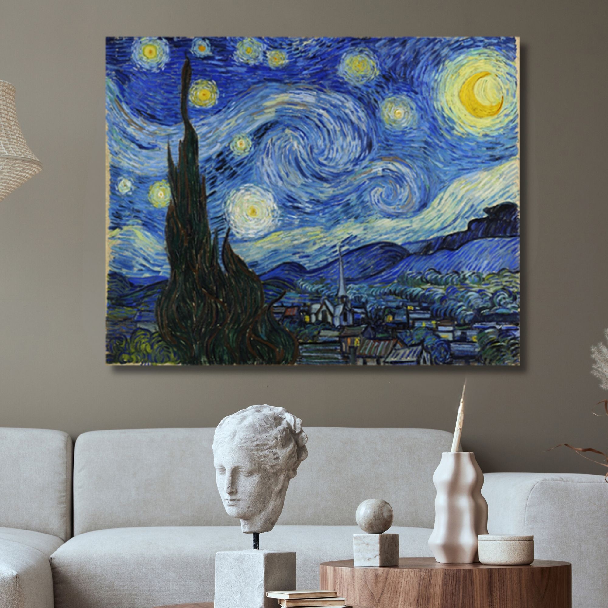 Tekli Yatay Kanvas Duvar Tablosu Vincent van Gogh Yıldızlı Gece