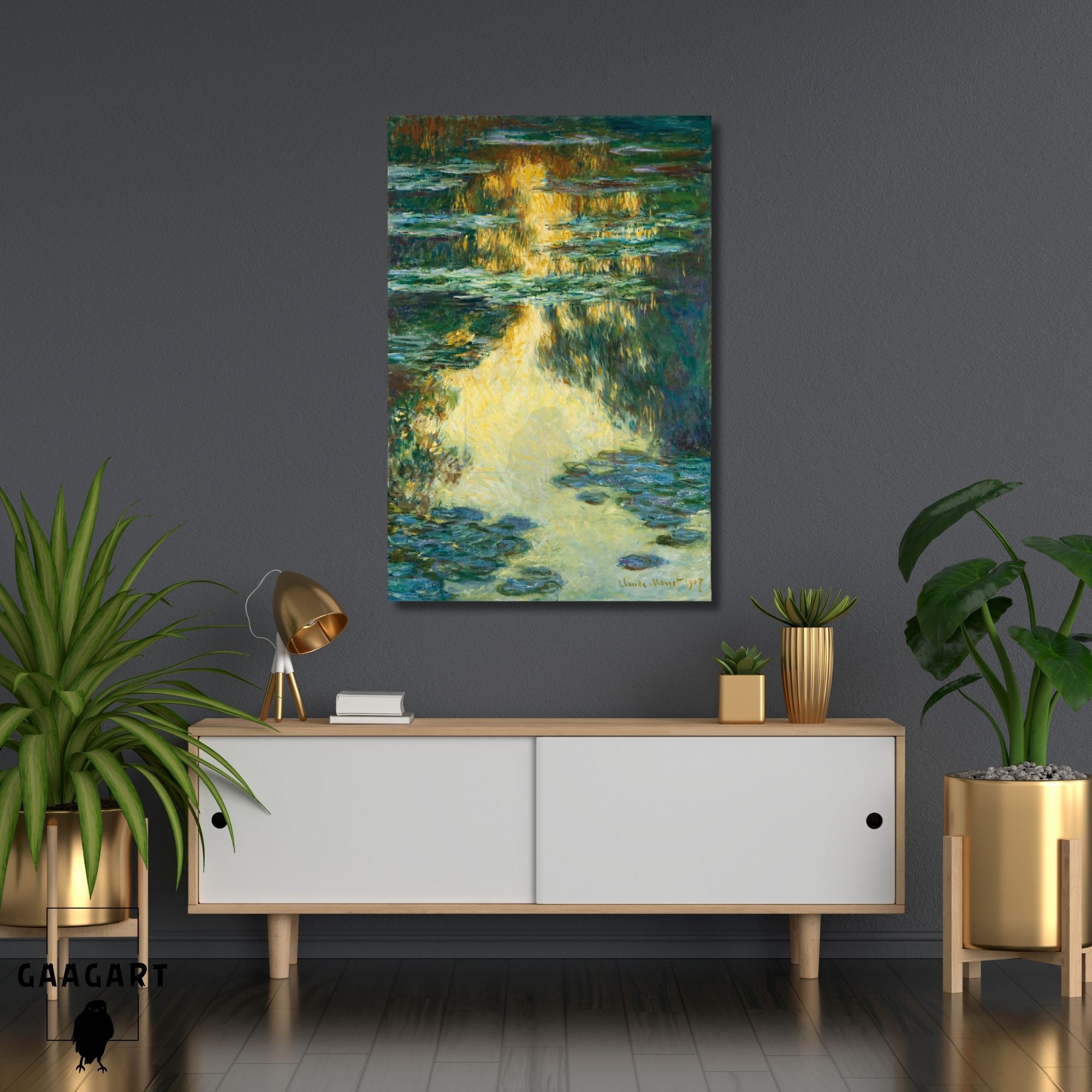 Tekli Dikey Kanvas Claude Monet Water Lilies