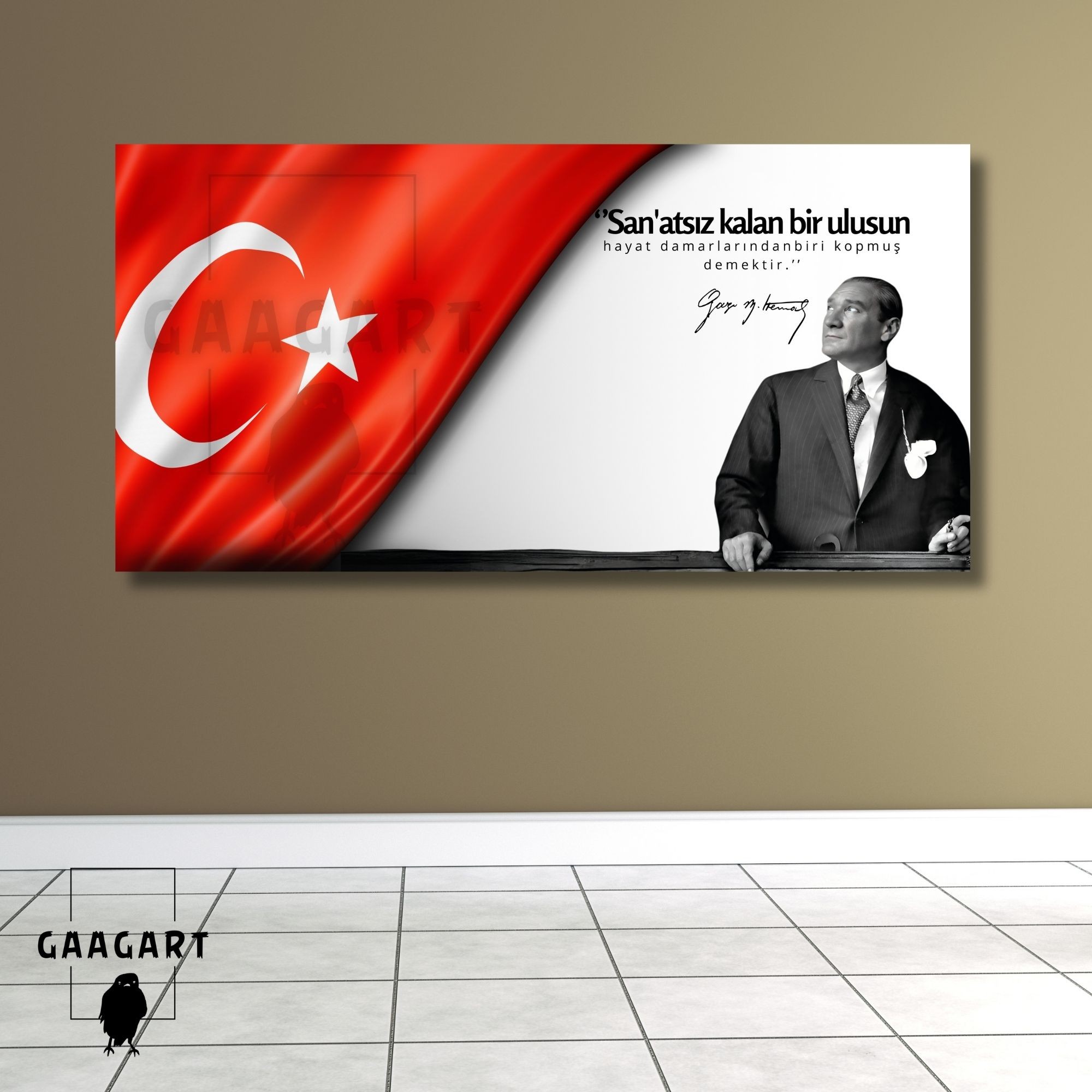 Panoramik Kanvas Makam Panosu Atatürk ve Bayrak Sanat Hakkında Sözü