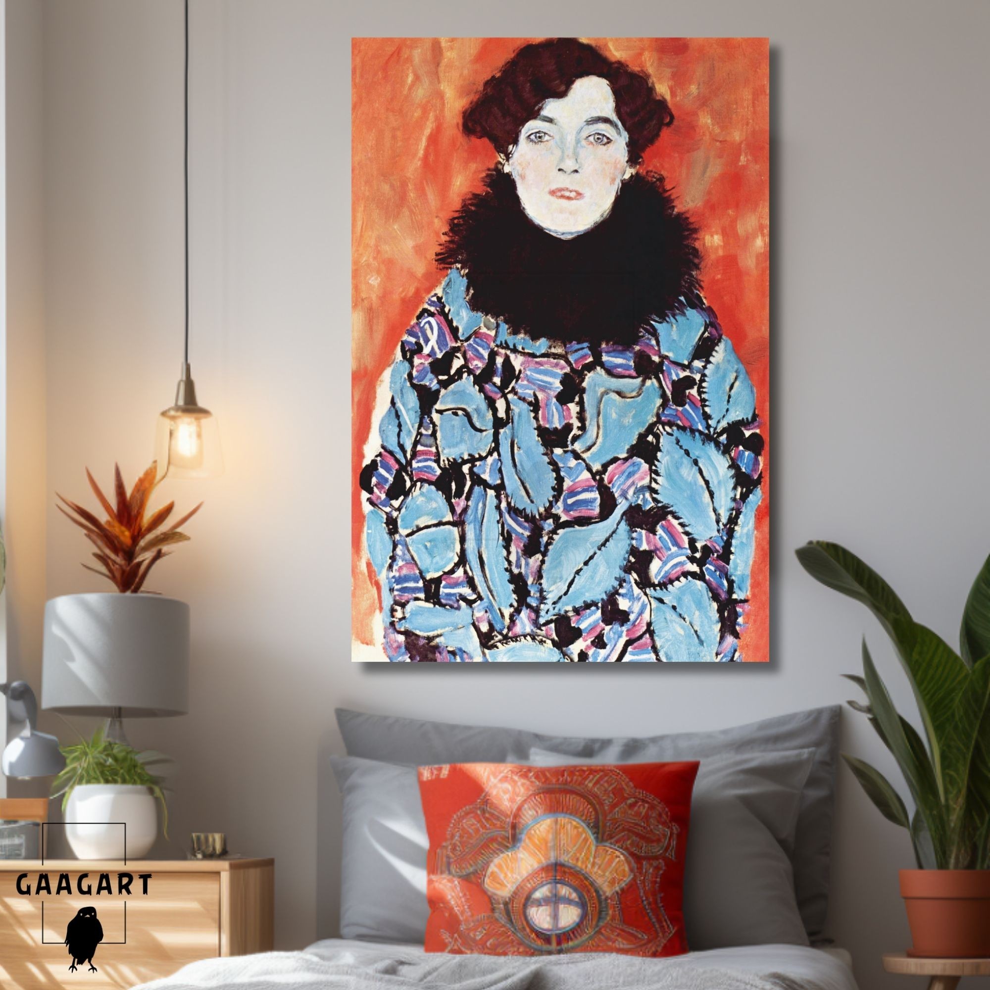 Tekli Dikey Kanvas Tablo Ünlü Eserler Klimt Johanna Staude'in Portresi