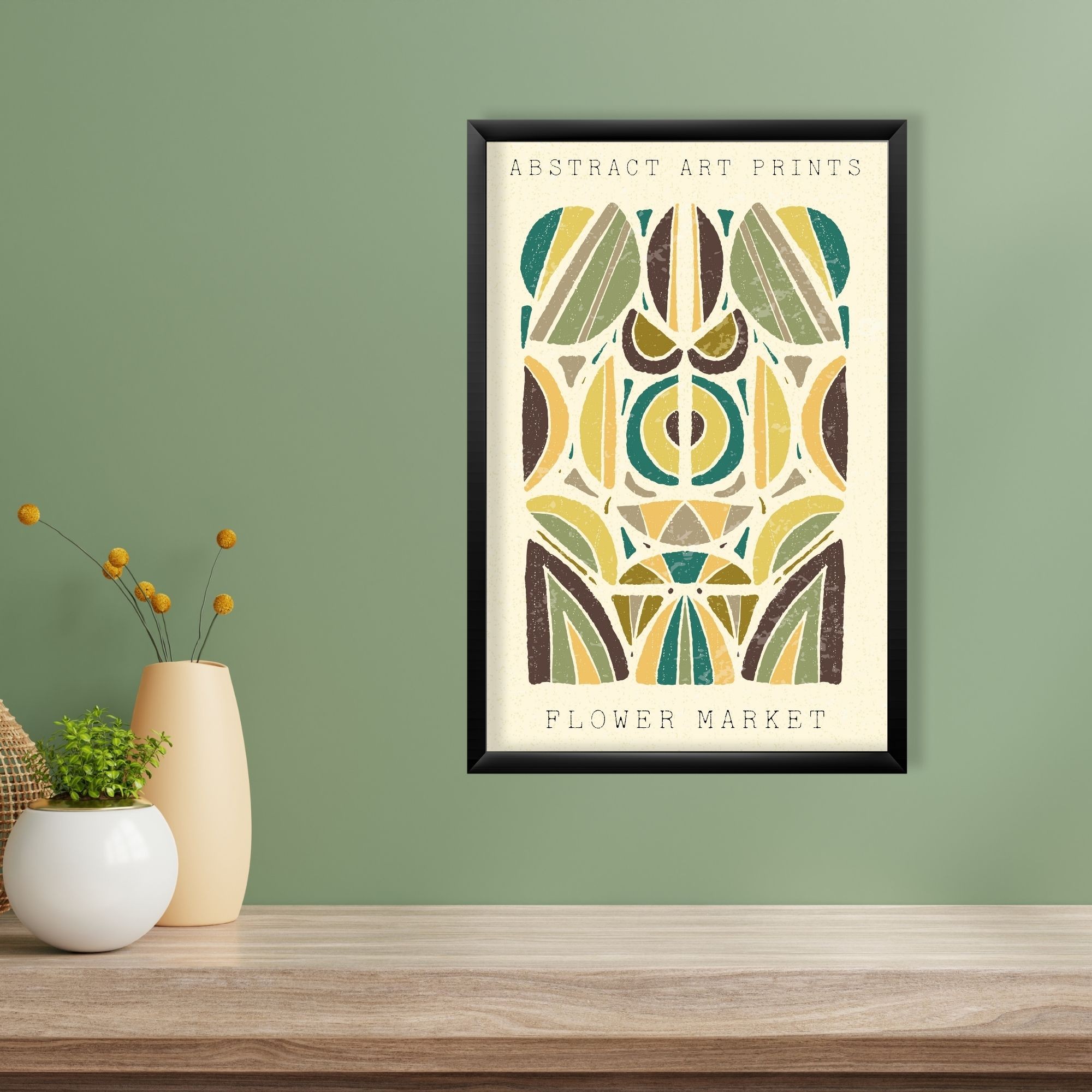 Tekli Ahşap Lamine Çerçeveli Mdf Tablo Abstract Art Prints