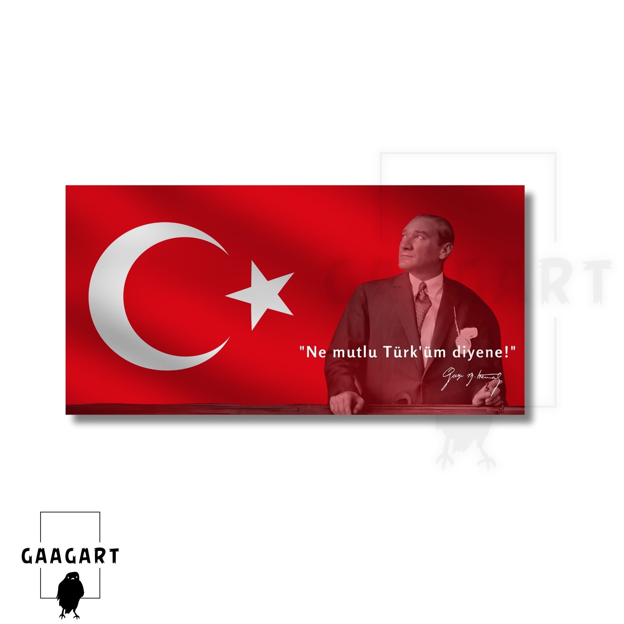 Panoramik Kanvas Makam Panosu Atatürk Sözleri "Ne mutlu Türk'üm diyene!"