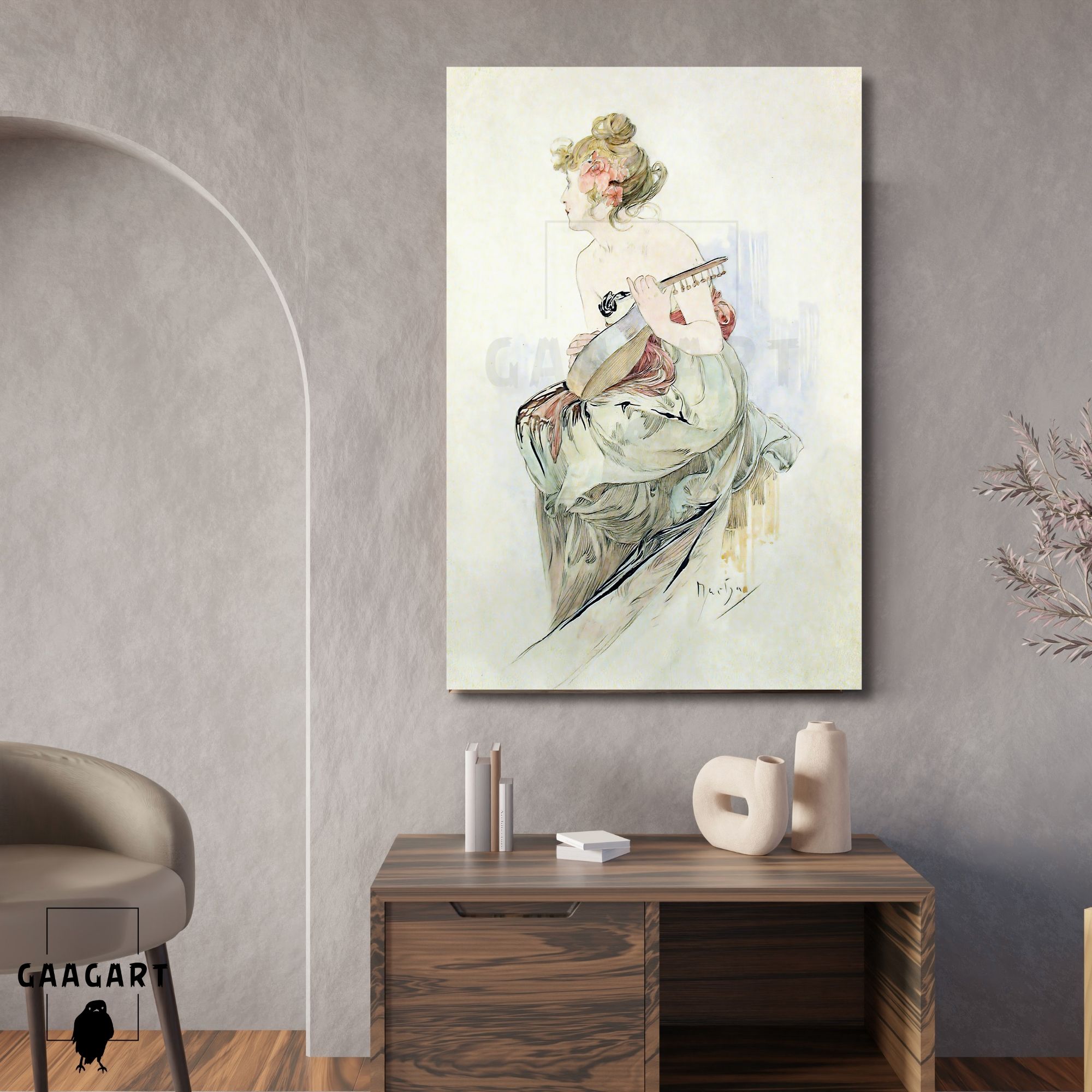 Tekli Dikey Kanvas Alphonse Mucha Le Peter