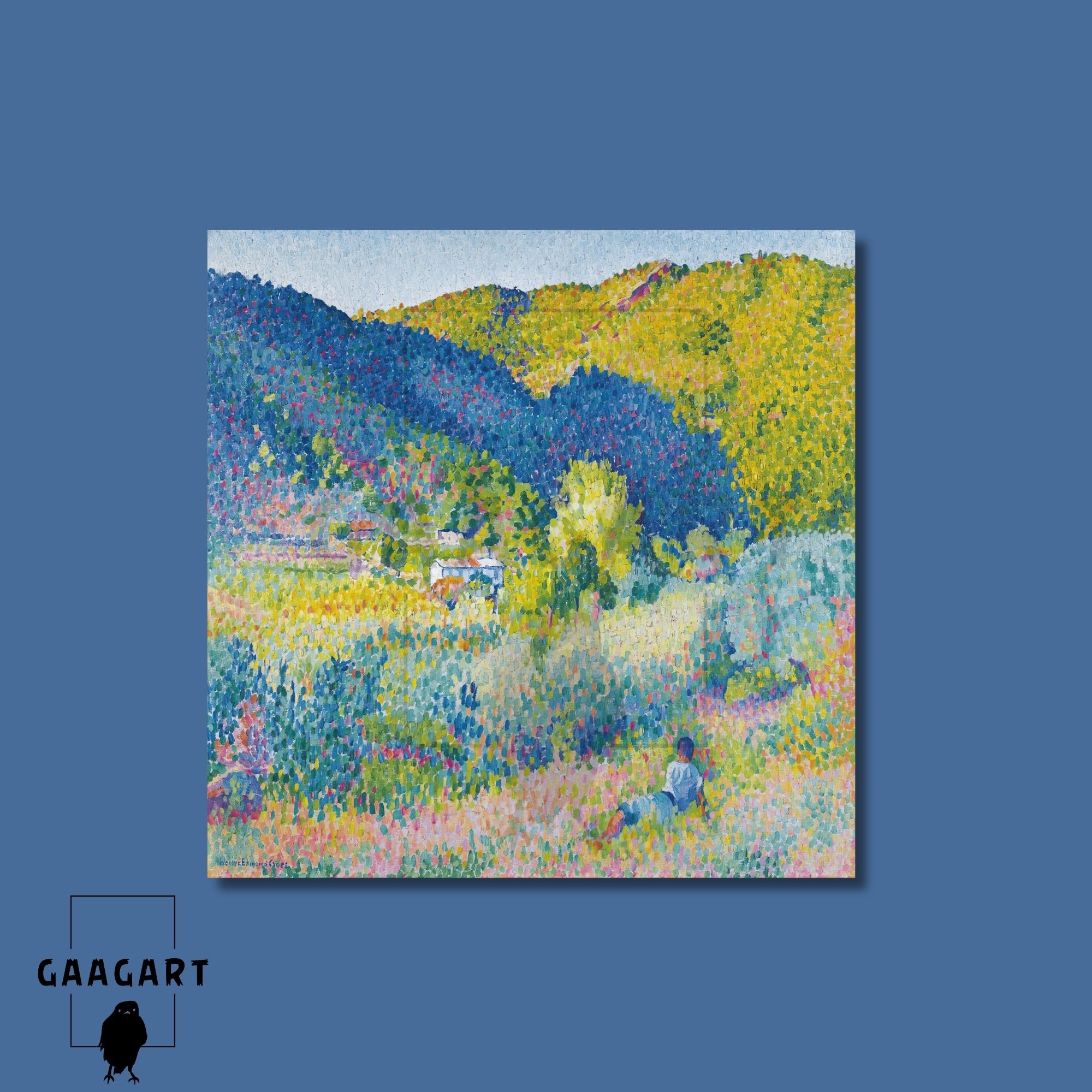 Kare Kanvas Tablo Ünlü Eserler Henri-Edmond Cross-Paysage De La Chaine Des Maures (1904)