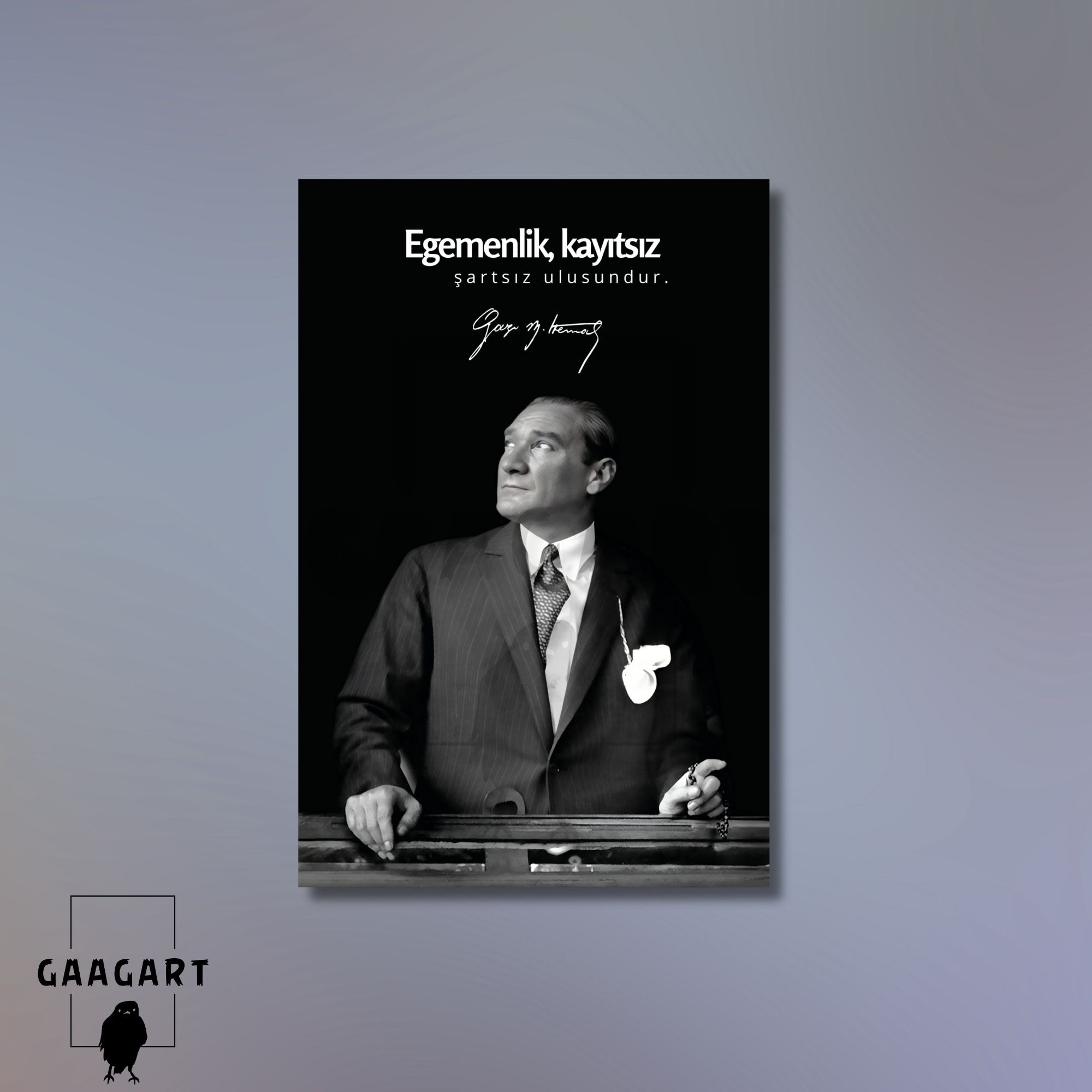 Tekli Dikey Kanvas Makam Panosu Atatürk Sözleri Egemenlik, kayıtsız şartsız ulusundur.
