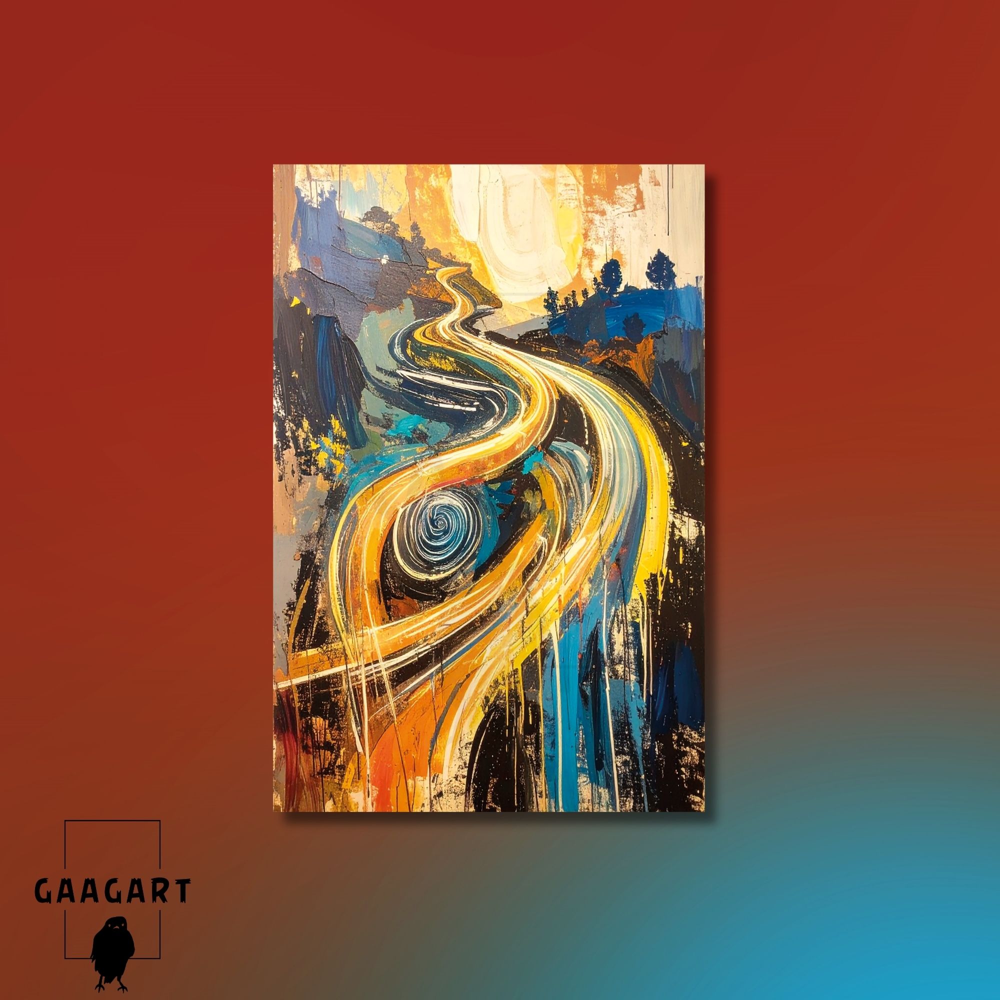 Tekli Dikey Kanvas Tablo Soyut Sanatsal Renkler Geçmişe Yolculuk